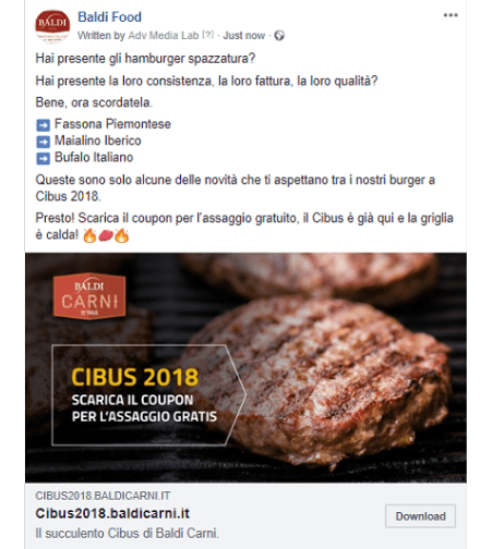 il banner n.2 utilizzato per le inserzioni di facebook