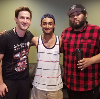 Jon Mess (left) & Will Swan (right) hang with cheesy Joel
