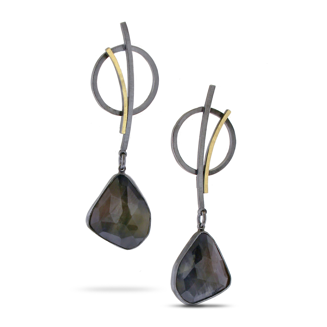 Tri-color sapphire Earrings Lynn Harrisberger Jewelry