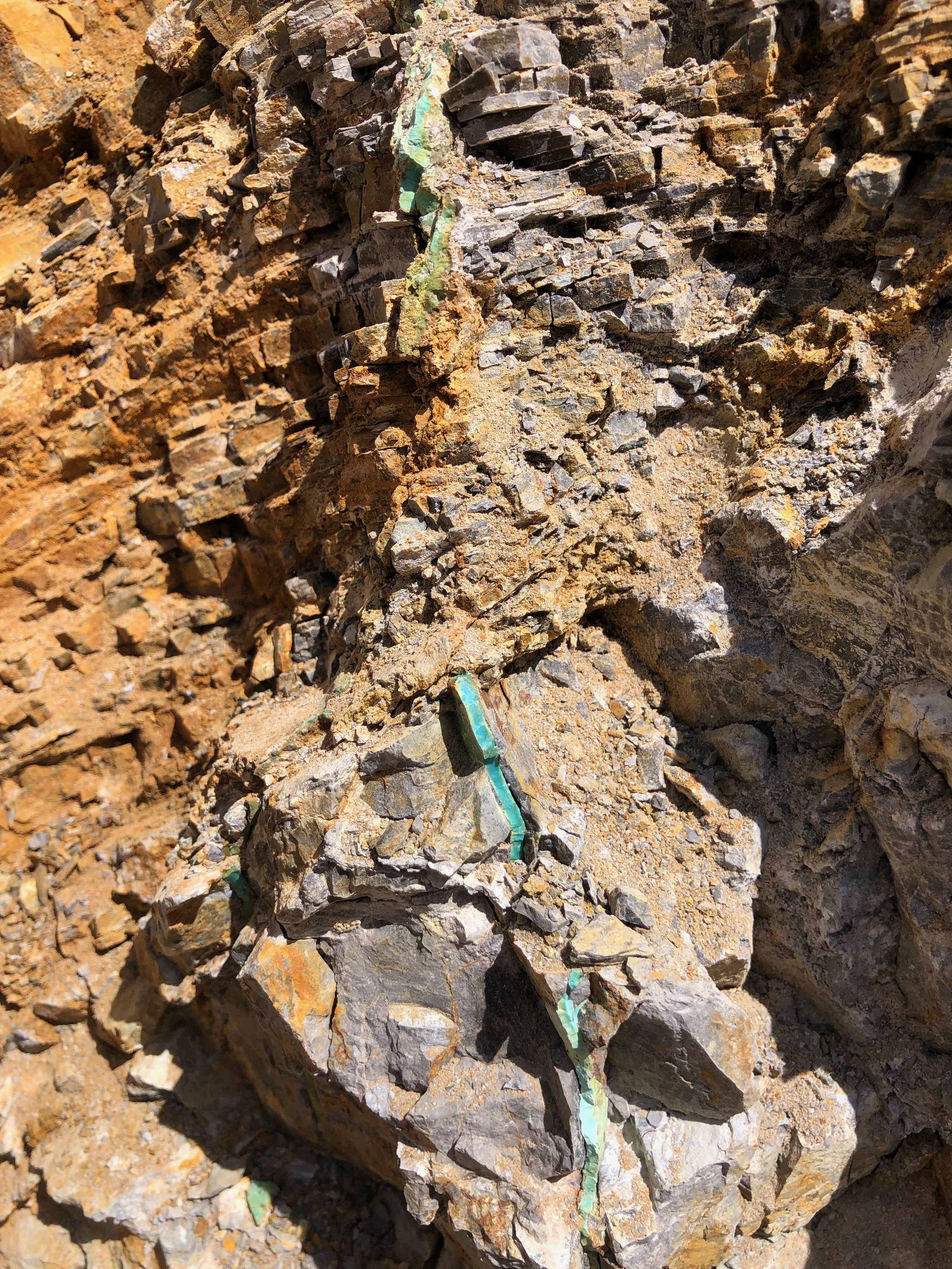 A blue-tiful vein of Turquoise At The Thunderbird Mine