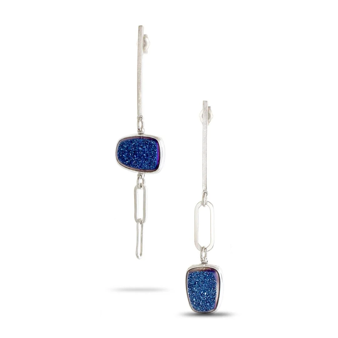 Blue Titanium Asymmetric Earrings - Lynn Harrisberger Jewelry