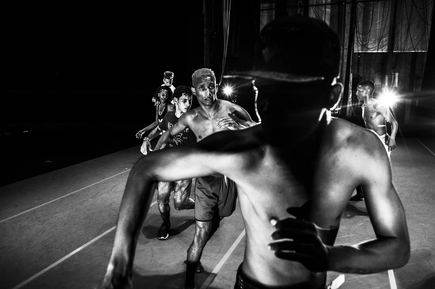  Rehearsal before "Na Batalha" show in Joao Caetano theatre (Rio de Janeiro), a rare opportunity for interaction between the culture of the favela and the middle class Brazilian who rushes to discover this new dance. 