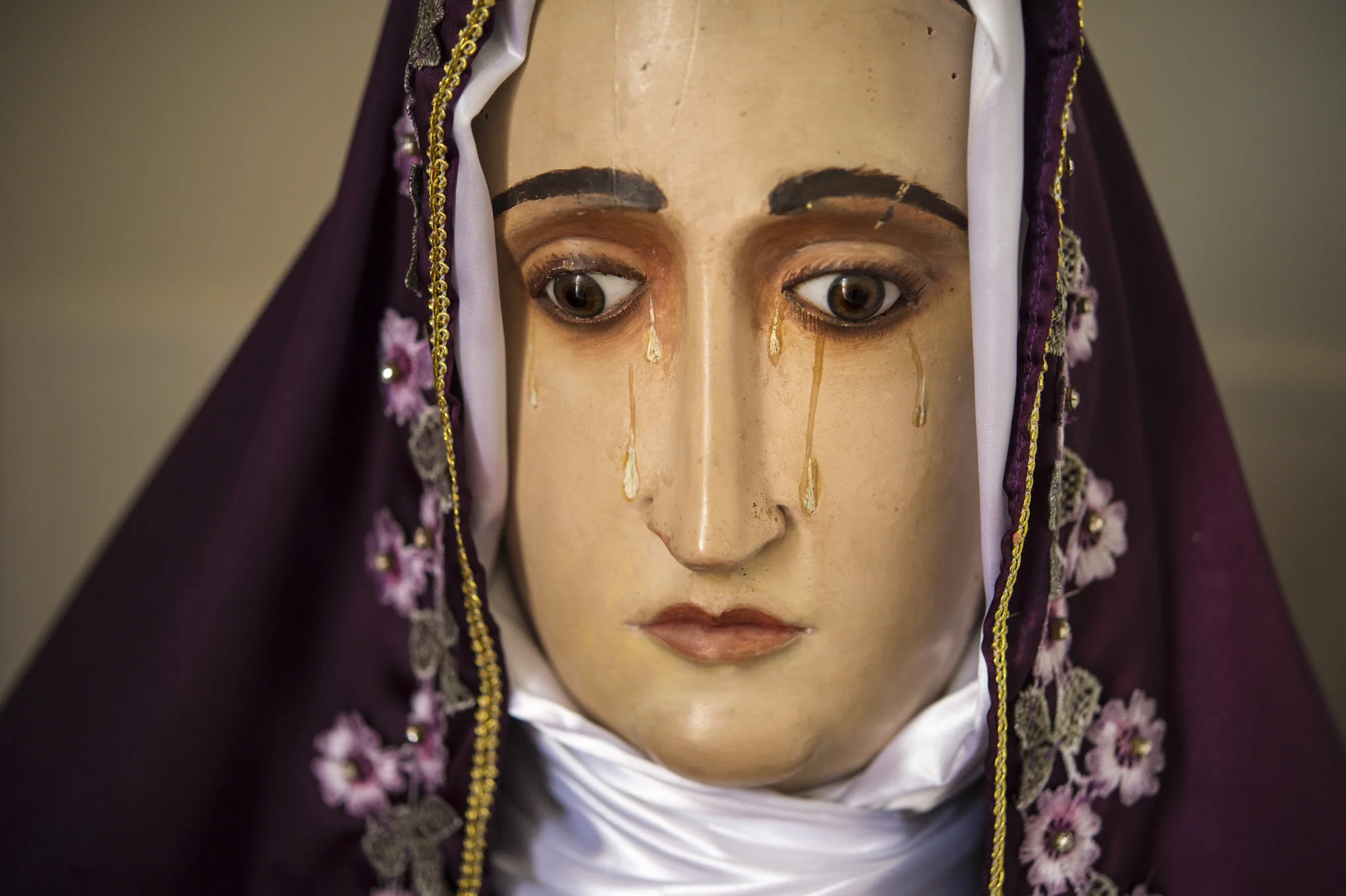  The statue of a crying Madonna is seen inside a church were thousands of Catholics uses to visit on pilgrimage &nbsp;in Juazeiro do Norte, Bahia, Brazil. 