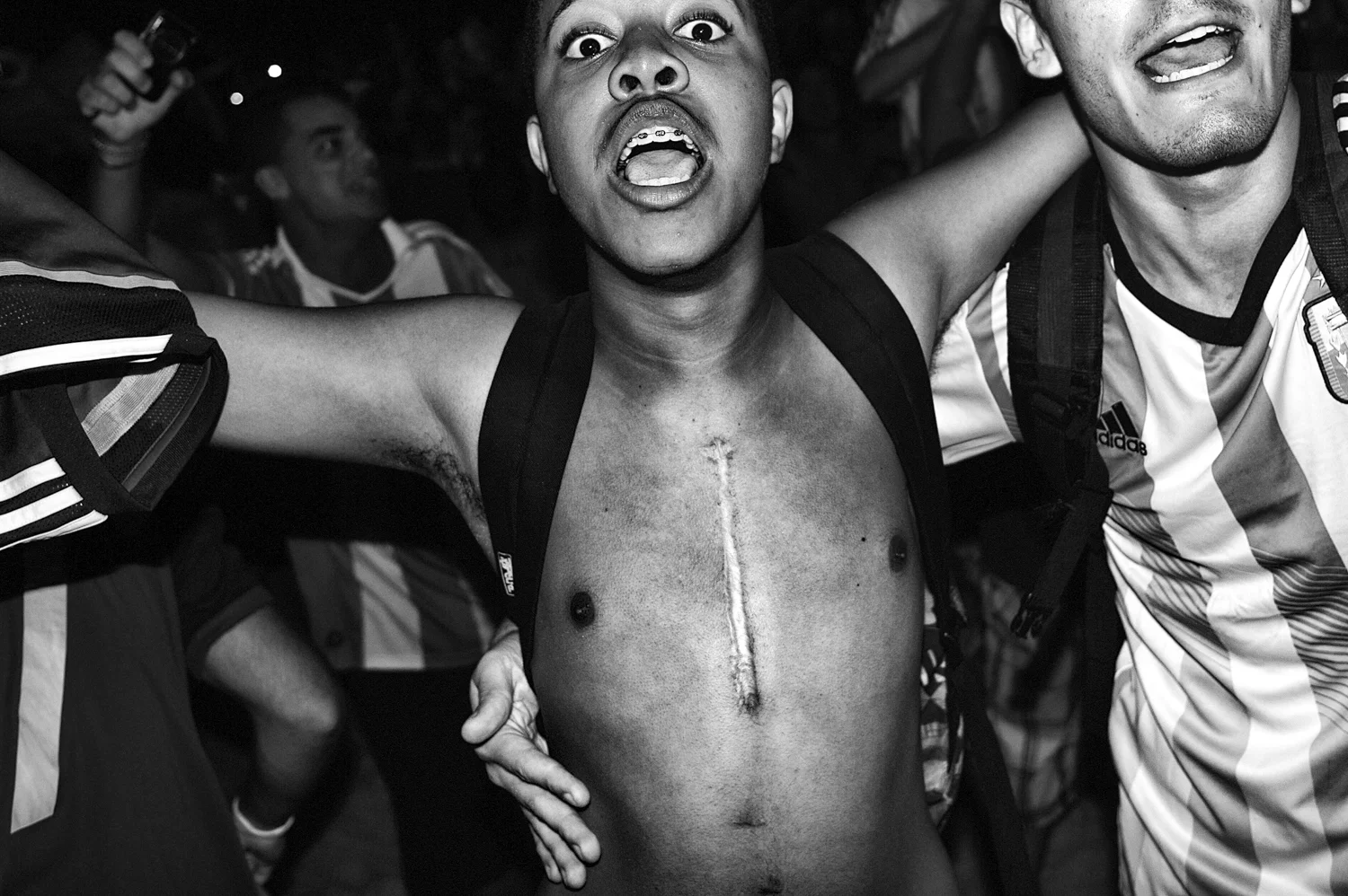  A brazilian guy is seen supporting Argentina in the World Cup final match, then gained by Germany in this July 7th, 2014. 
