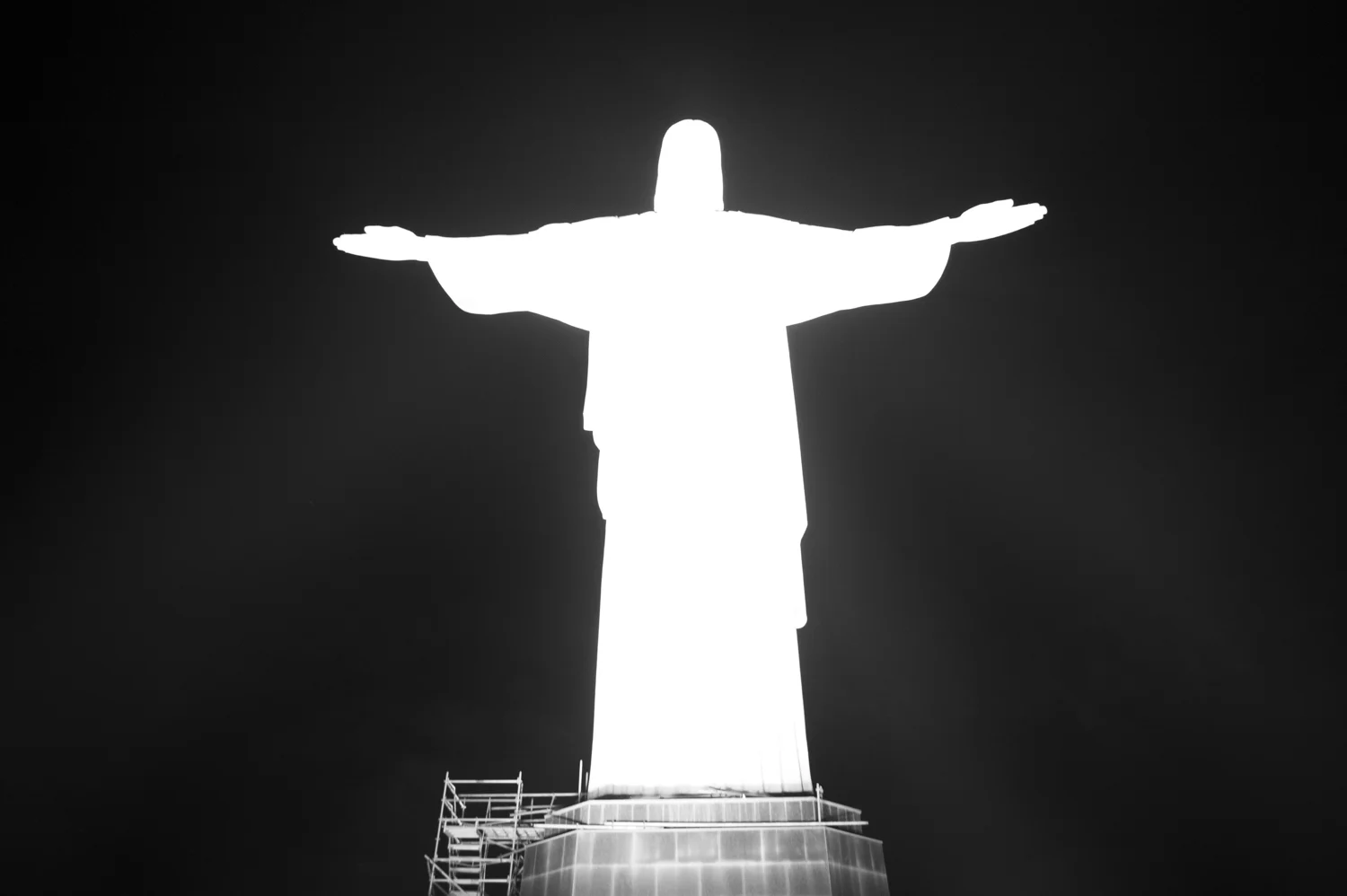  The Christ the Redeemer overlooking the city of Rio de Janeiro, the night before the historical defeat of brazilian Seleção. 