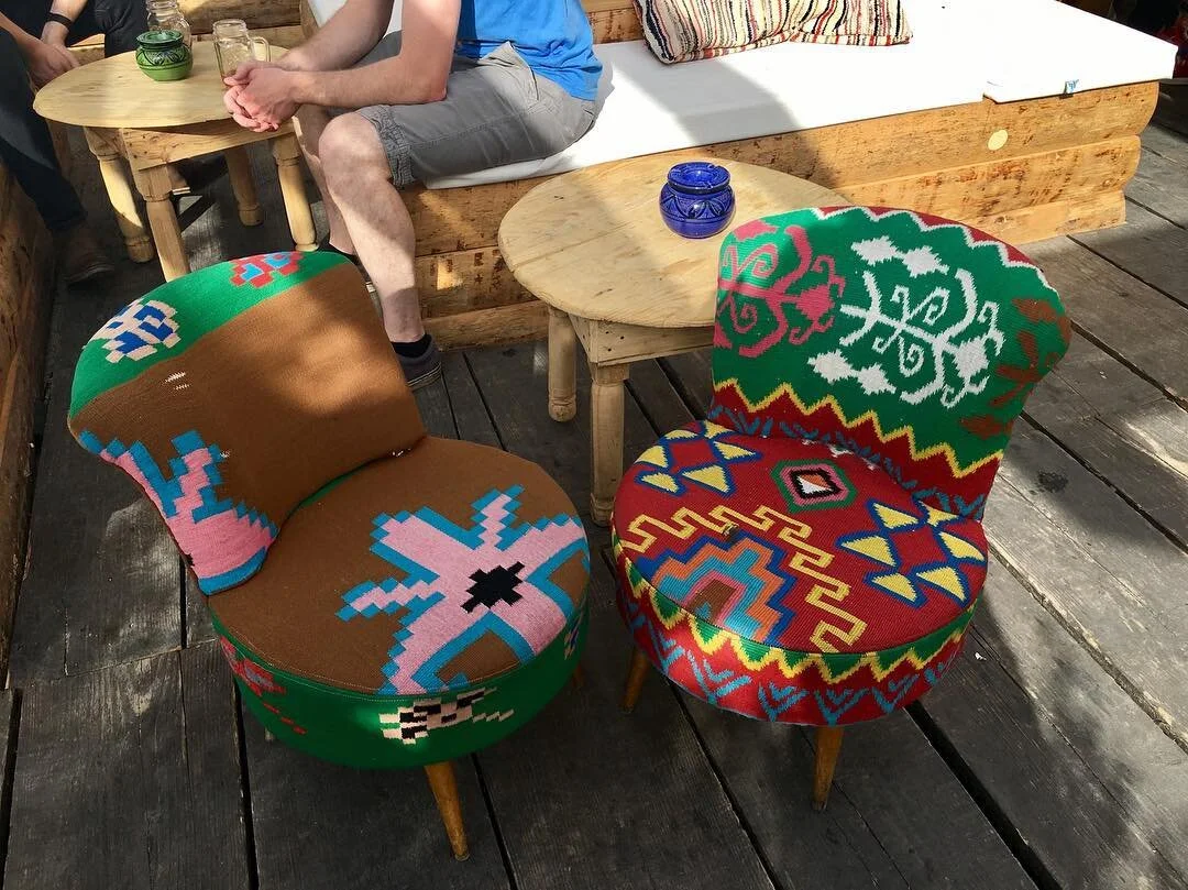 Funky chairs on Rooftop bar in Paris