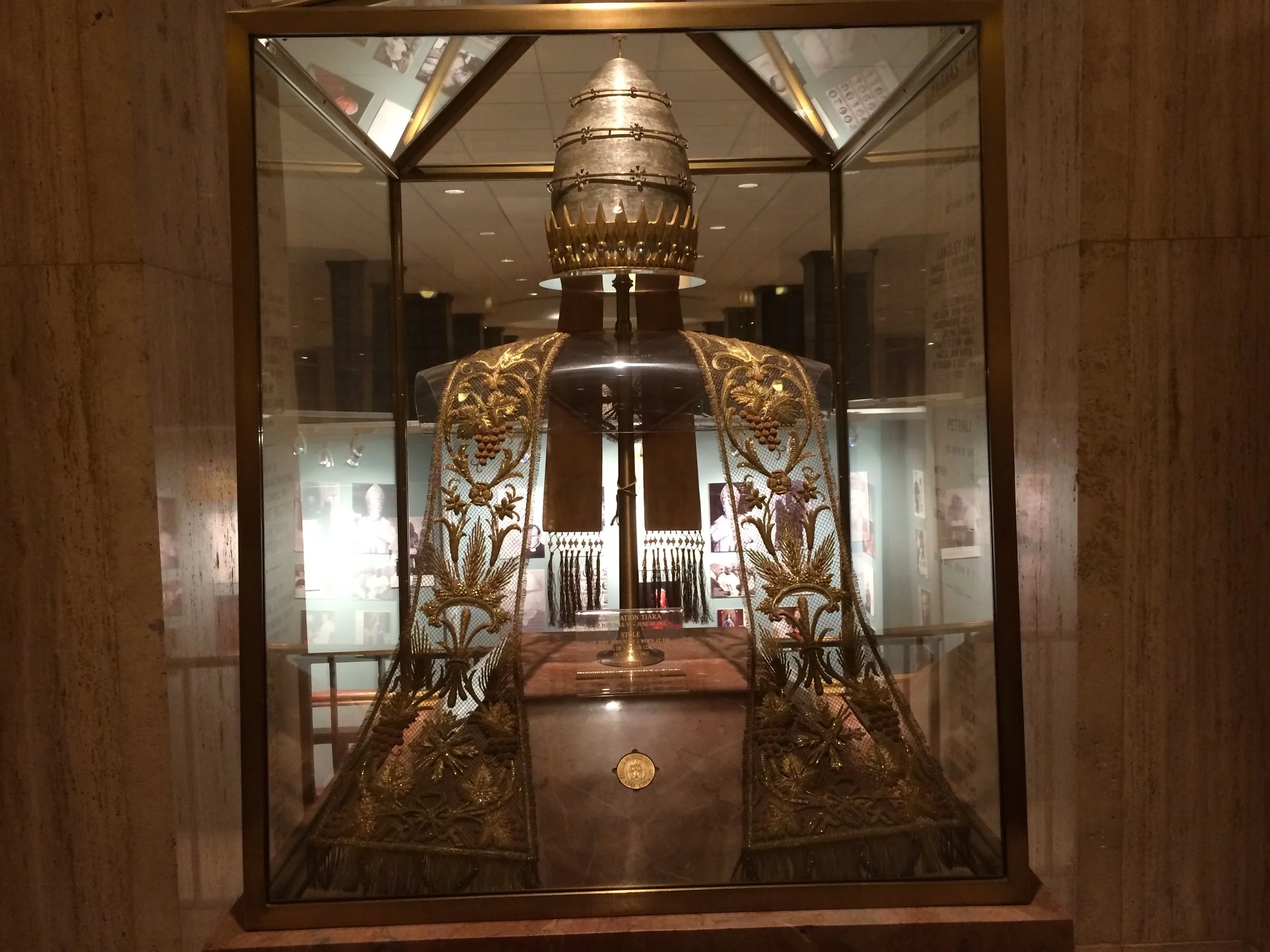 The papal tiara is a crown that was worn by popes of the Catholic Church from as early as the 8th century to the mid-20th. It was last used by Pope Paul VI.