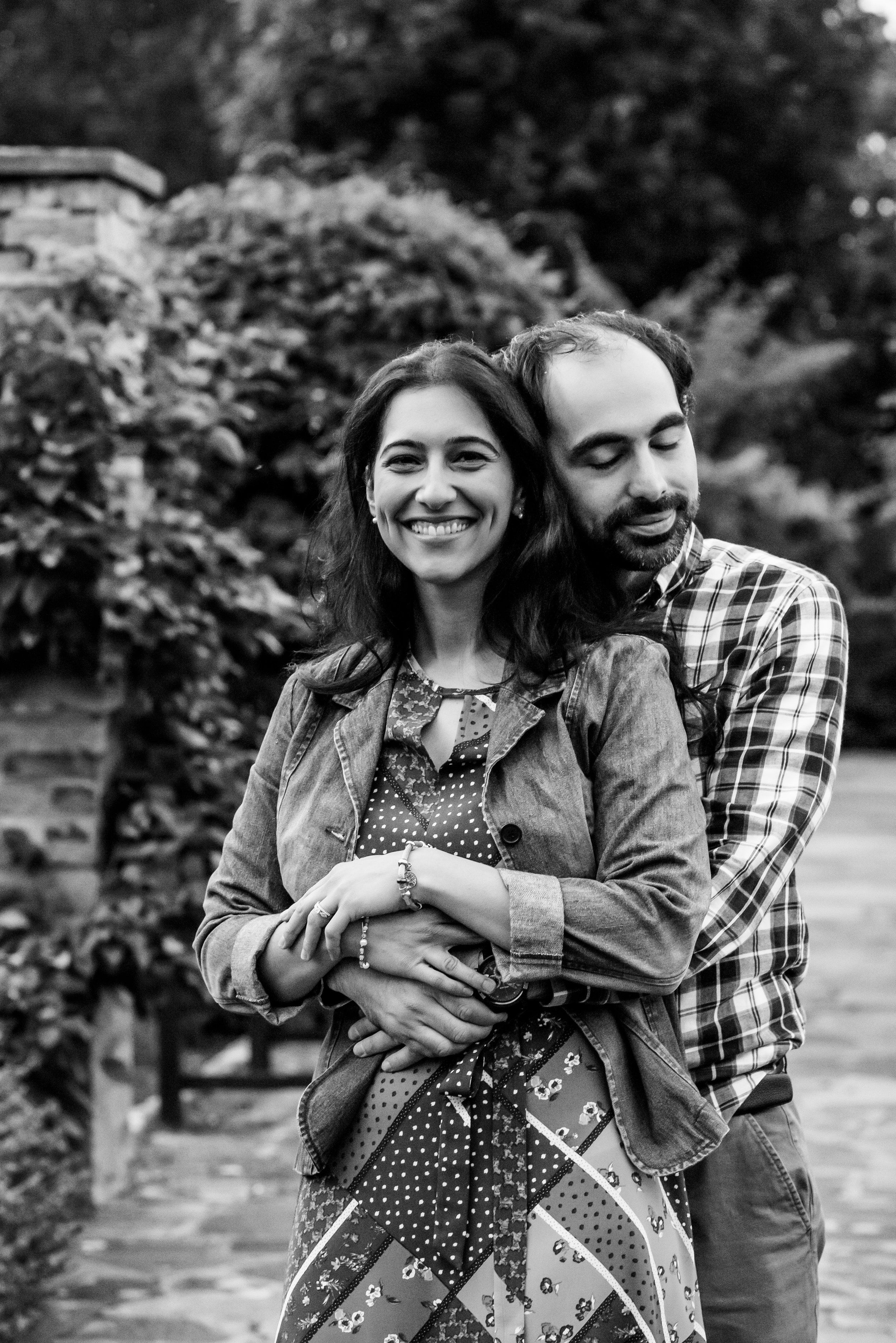 Black and white engagement shoot at Danson park