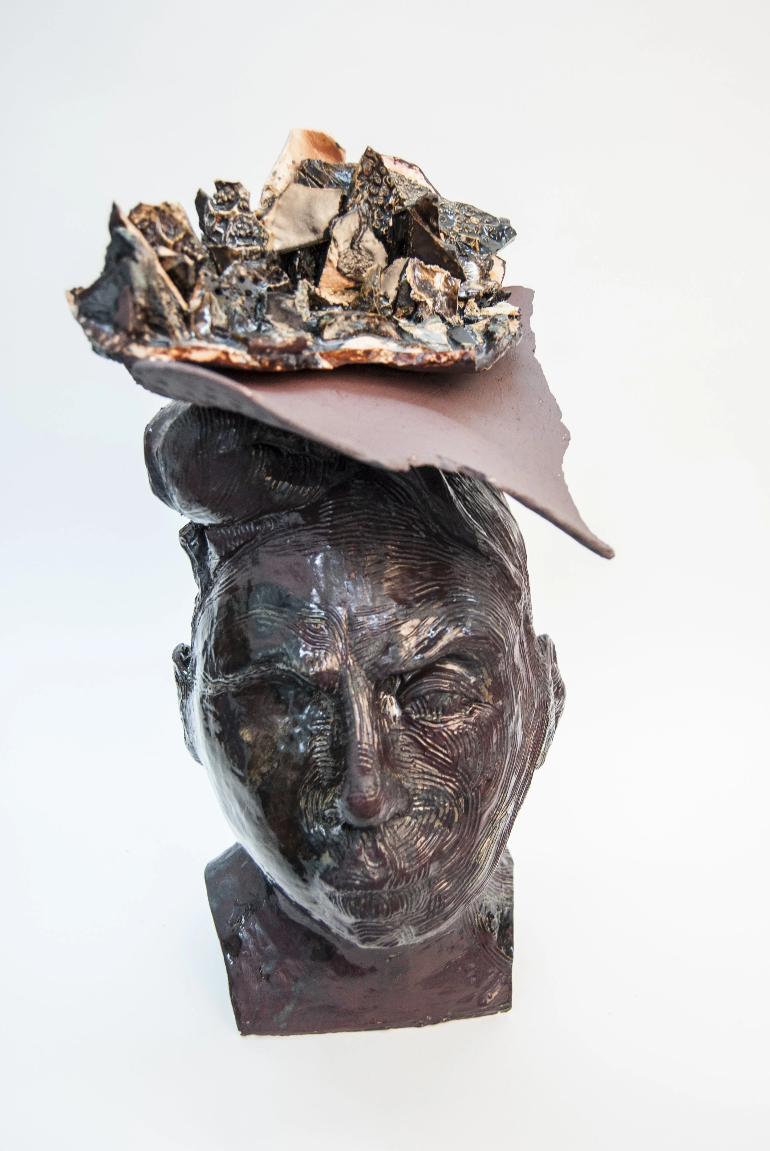 Drip down economics and other lies. Ceramic and mixed media 2017