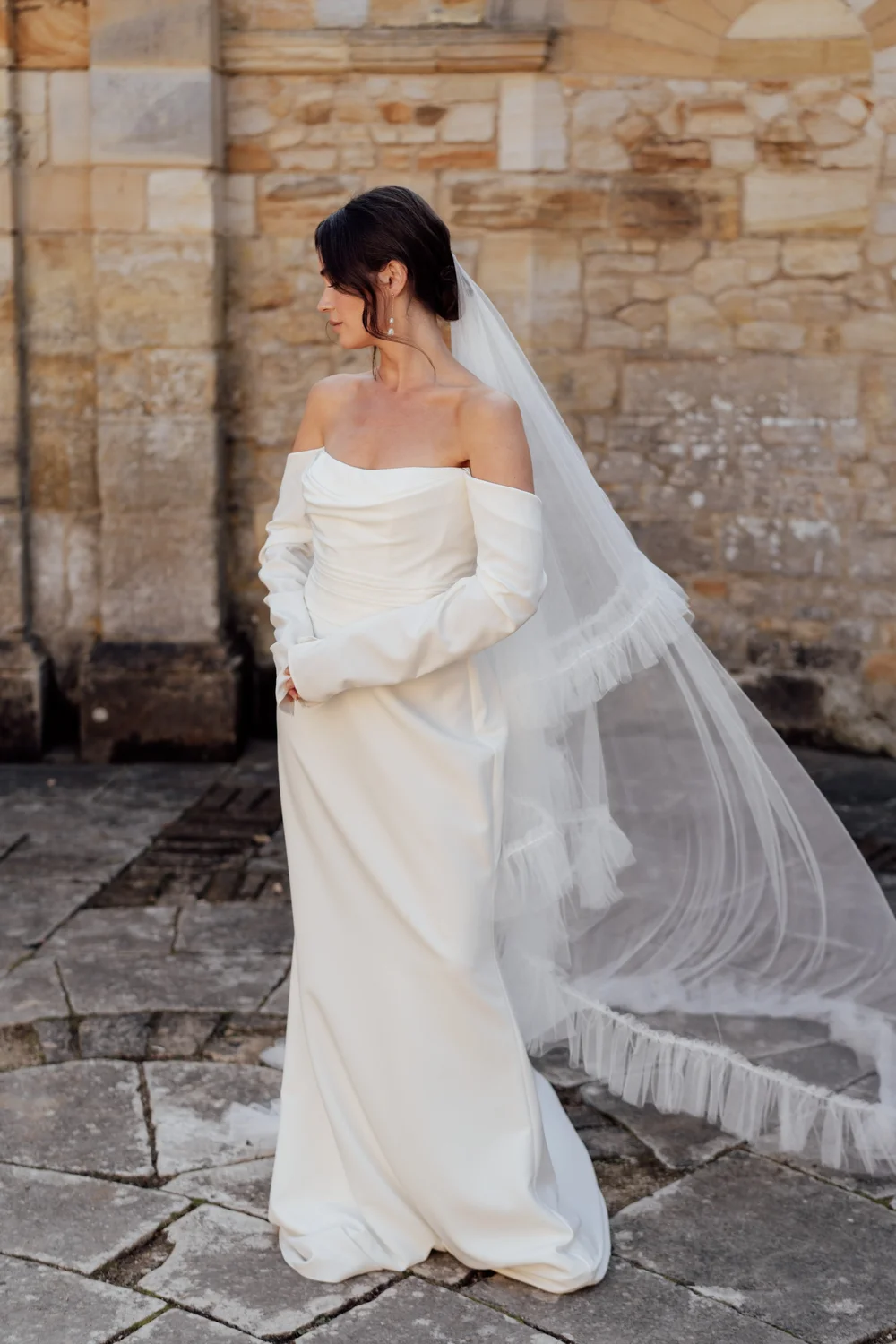 Chapel Cathedral Fingertip Veil For Bride EllieHouse Women display picture 3