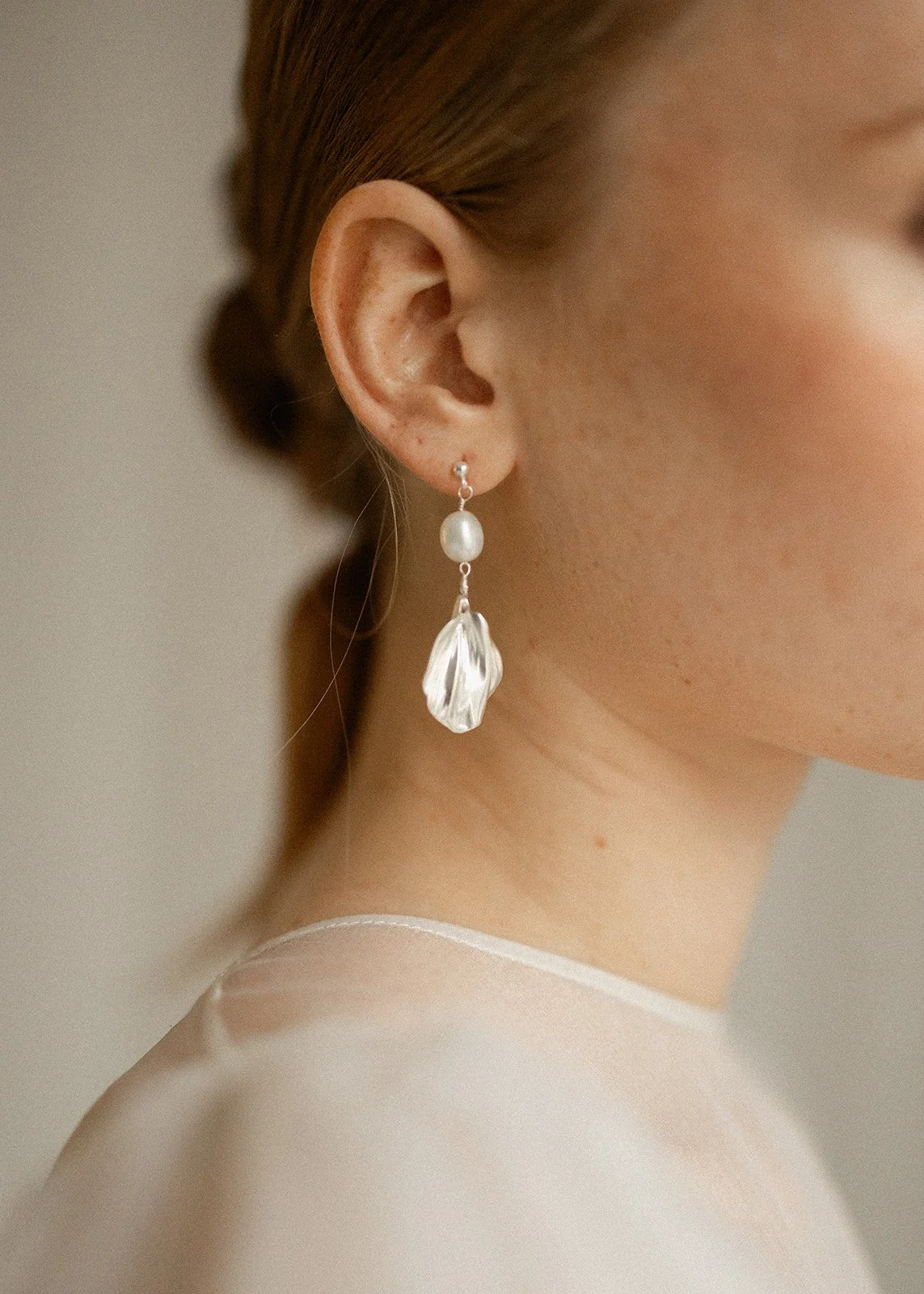 Ada Pearl Earrings Sterling Silver