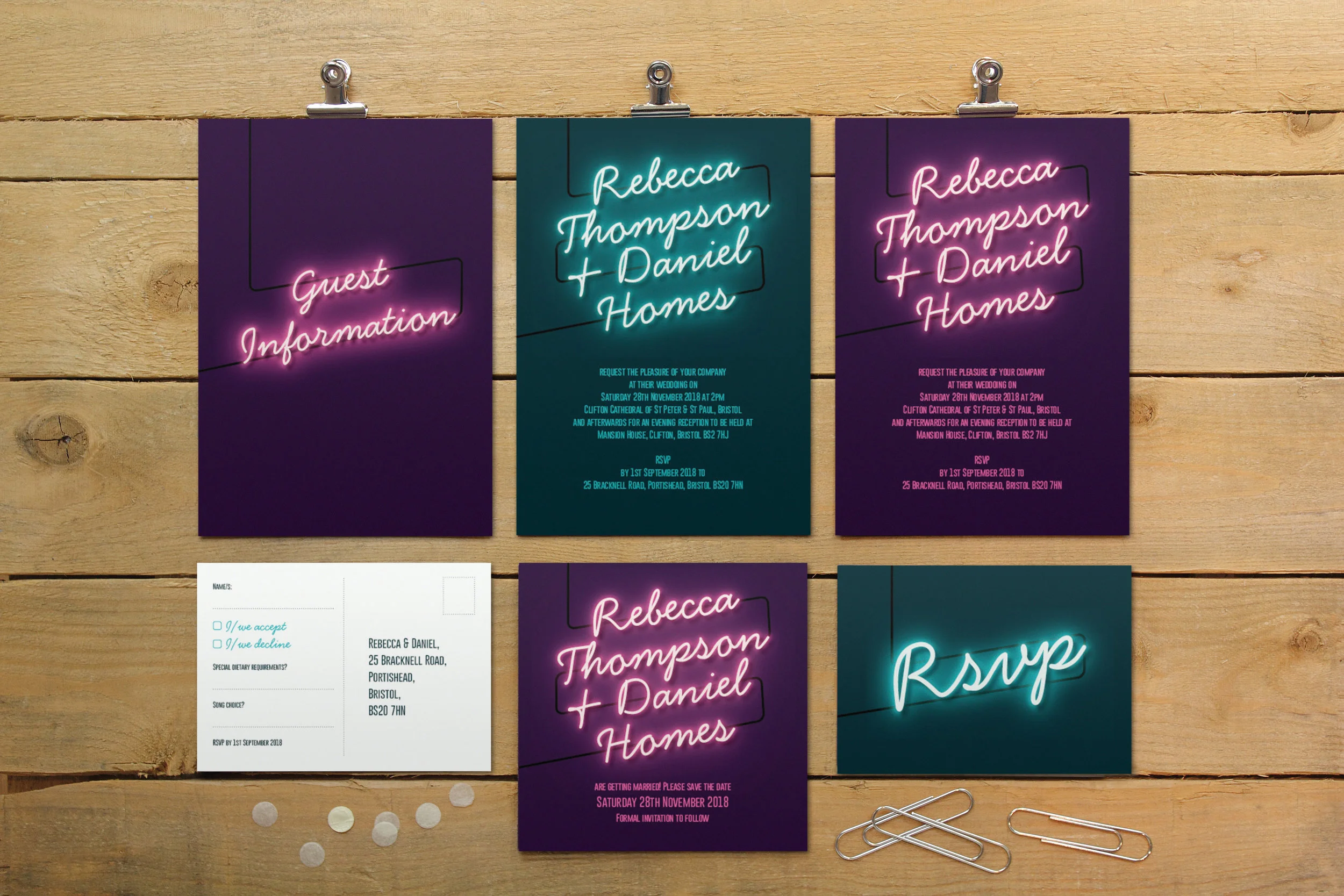 Neon Wedding Stationery