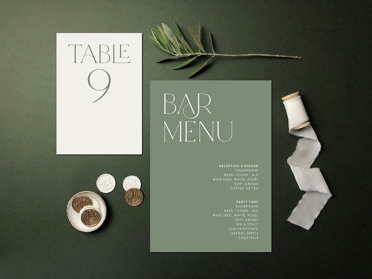 Simple, modern, typographic &lsquo;on the day&rsquo; stationery from our &lsquo;Ada&rsquo; collection, shown here in Mid Green and white 🤍🌿
-
We can create anything you need for your big day, from table plans and welcome signs, to bar menus, order 