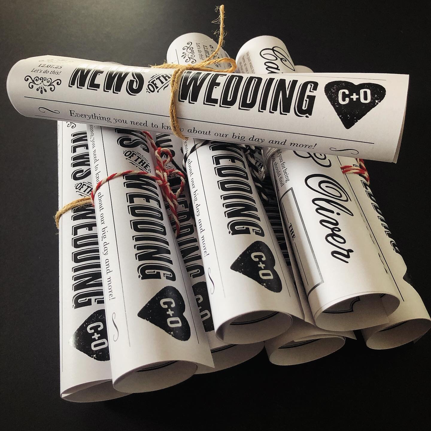 Roll up! Roll up! 🗞️ News of the Wedding!
-
Our vintage style newspapers are tailor made for your big day, containing all the wedding info your guests will need. From order of the day to menu choices, contact numbers to word searches 🖊️ Leave them 