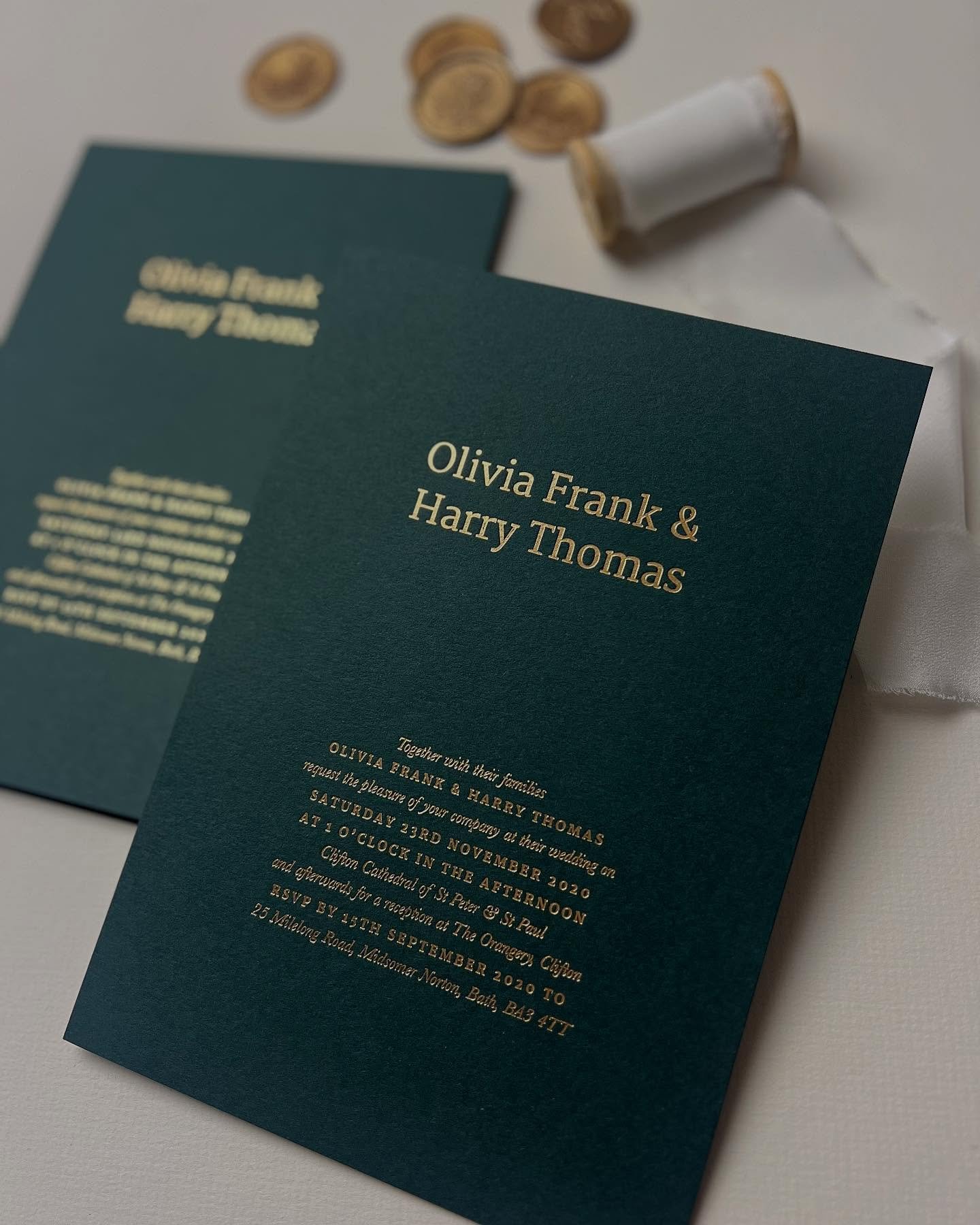 No.8
&mdash;
Shown here in satin gold foil on GF Smith Racing Green Colorplan ✨
&mdash;
#racinggreen #colorplan #gold #goldfoil #goldandgreen #weddinginvitations #luxuryinvitations #luxurystationery #luxuryweddinginvitations #foilblocked #foilstamped