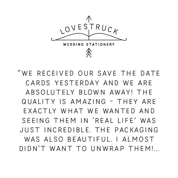 Thank you for your kind words Jo &amp; Simon 🤍
&mdash;
#testimonial #happycustomers #wedding #stationery #savethedate #savethedatecards #weddingstationerydesigner #stationerydesigner