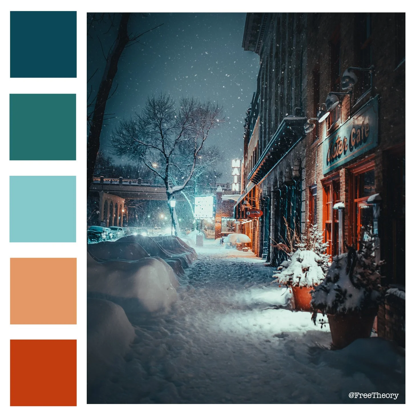 Cafe in a Snow Storm Color Palette