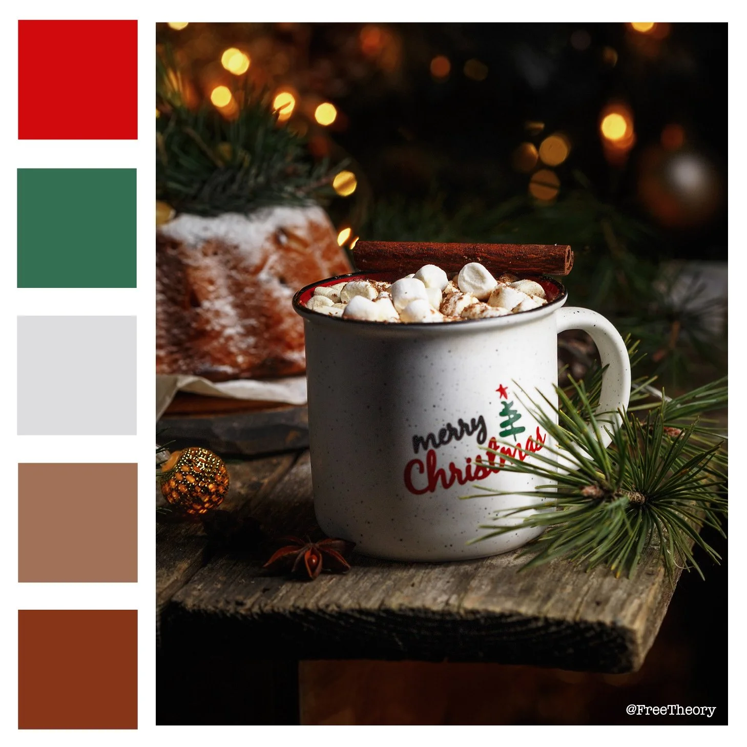 Hot Chocolate in a Christmas Mug Color Palette