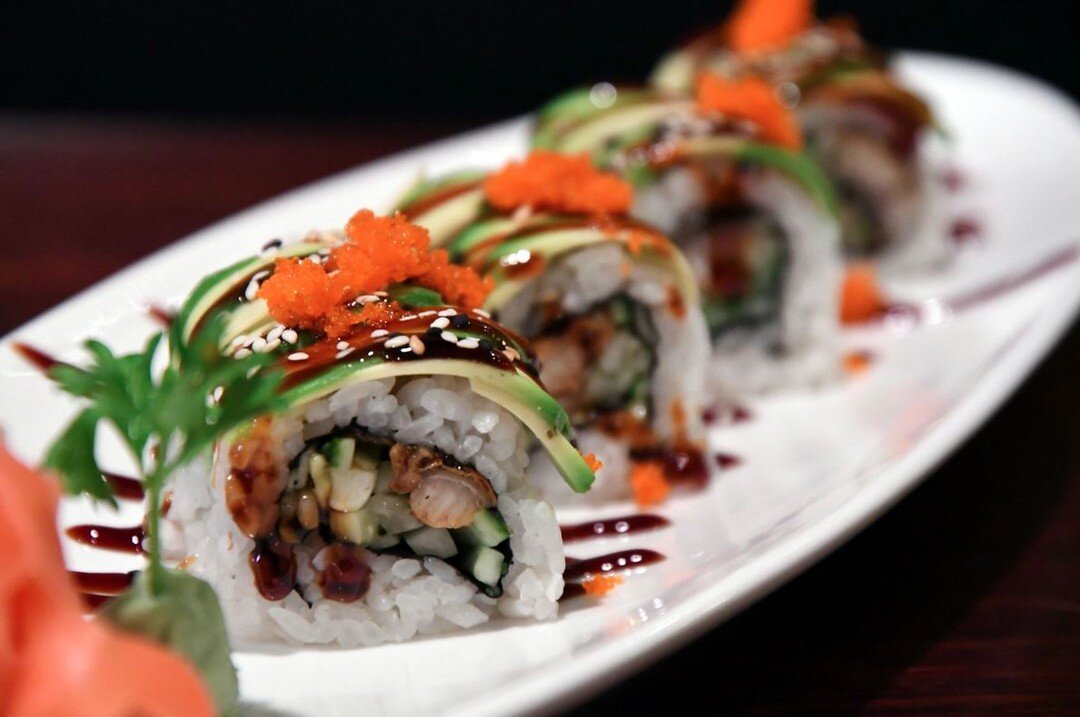 Enjoy the taste of toasted eel, cucumber, fresh avocado, and more when you order our delicious Dragon Roll this week! #iwasushi #sushi #yum #wenatchee 

Discover more of our dishes by following the link in our bio.