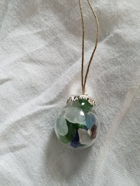 Mini Ornament-crystal, beach glass, shells and sand 