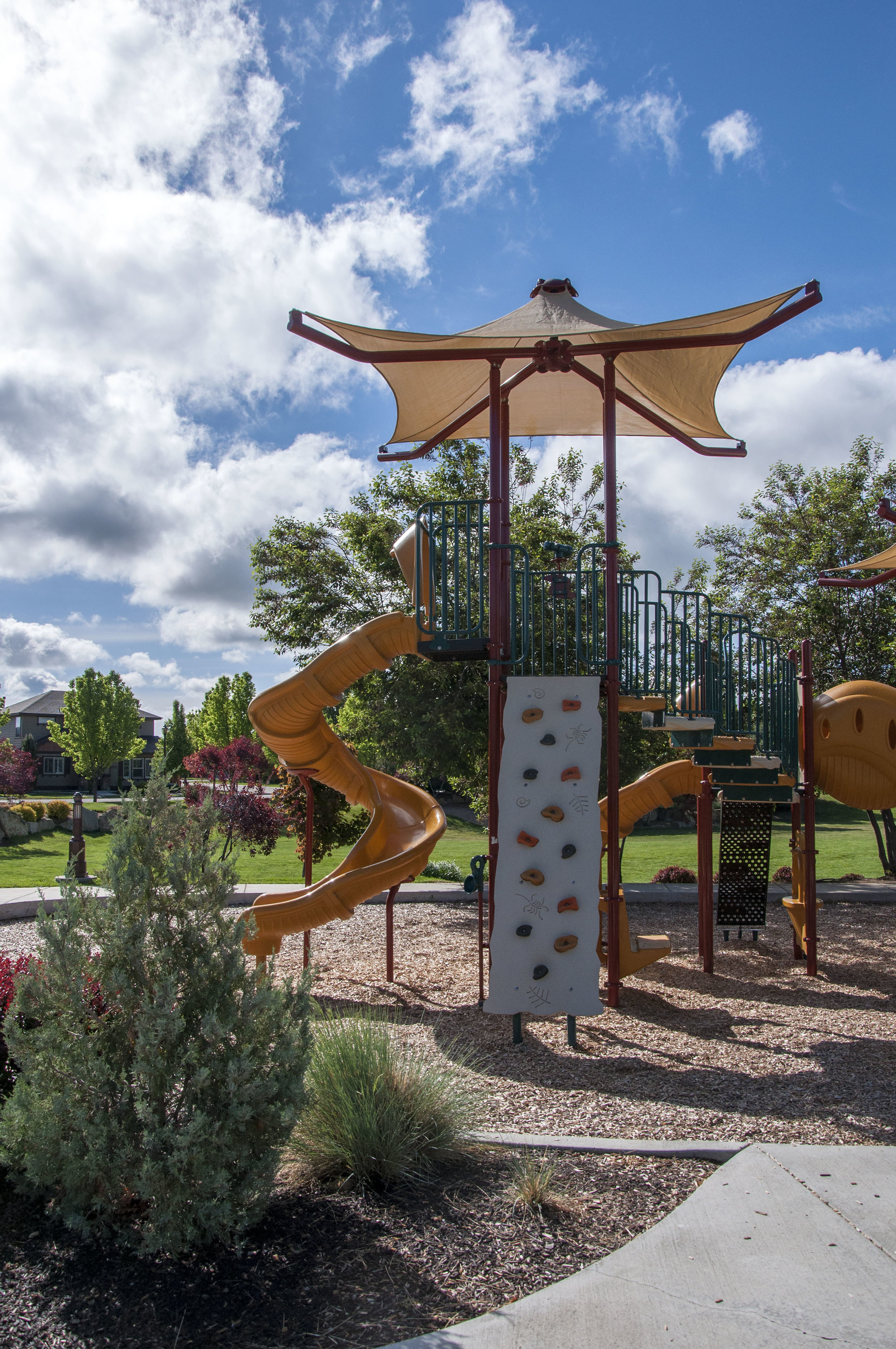 play structure rock wall