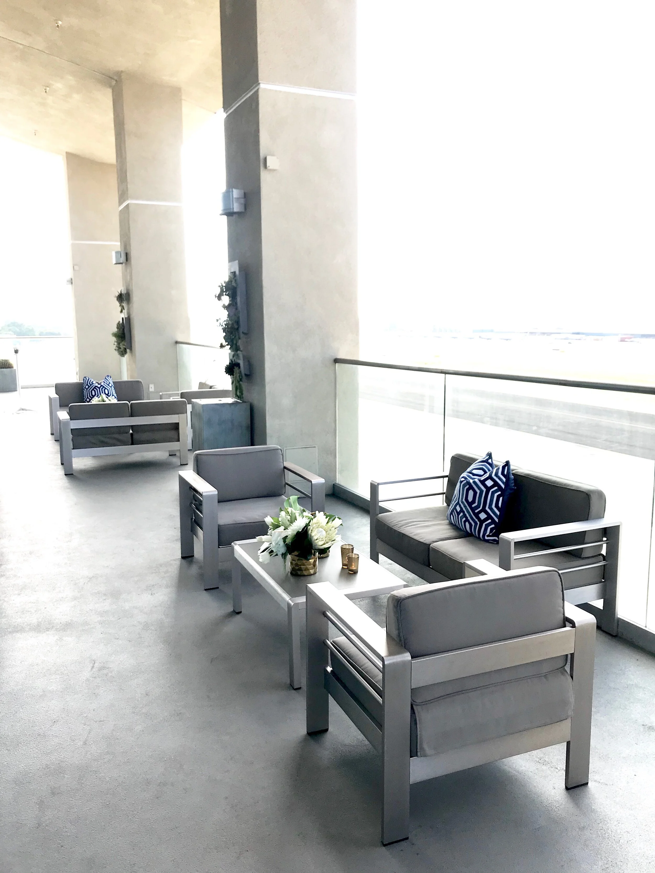 Our expansive TERRACE with views of the private jet runway.