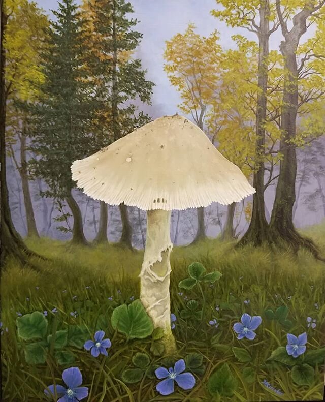 Here's a little mushroom for your afternoon😊🍄 This is a piece I finished recently, not specifically for #hauntedgardenartchallenge , but this just fits too well with the theme of wildflowers/fungi, so I'm adding it in😄 I am working on a few other 