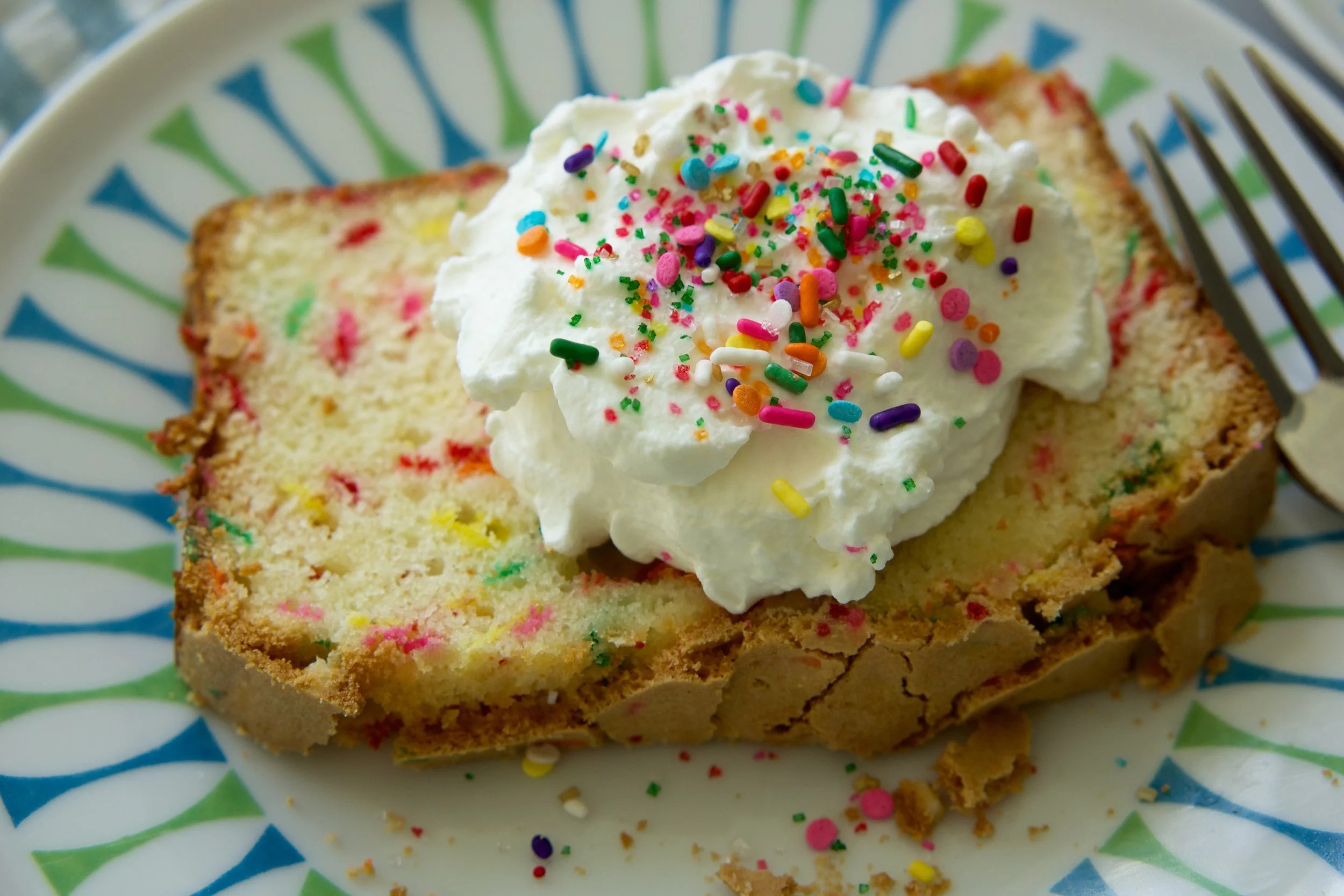 Coconut Confetti Pound Cake with Coconut Whipped Cream