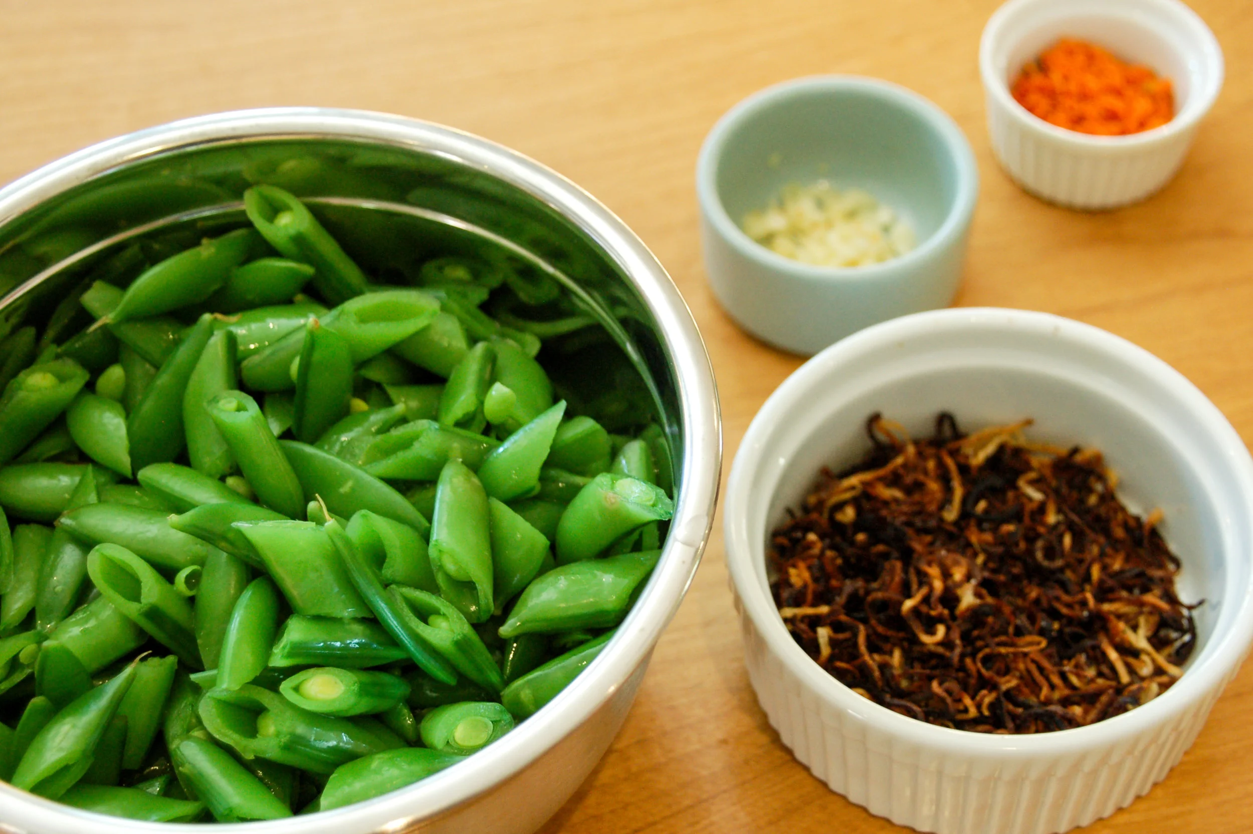 Sugar Snap Peas with Fried Shallots