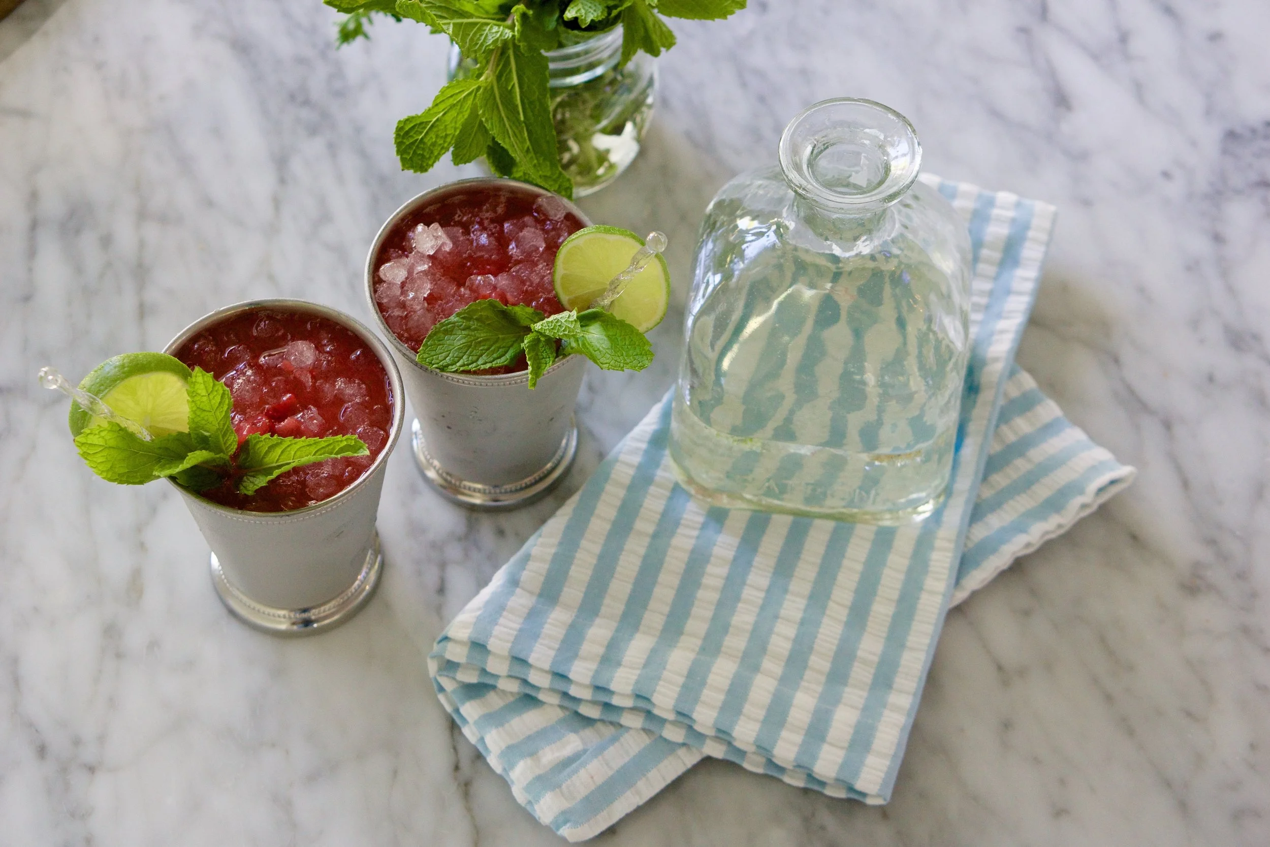 Strawberry-Rhubarb Margarita Mint Julep