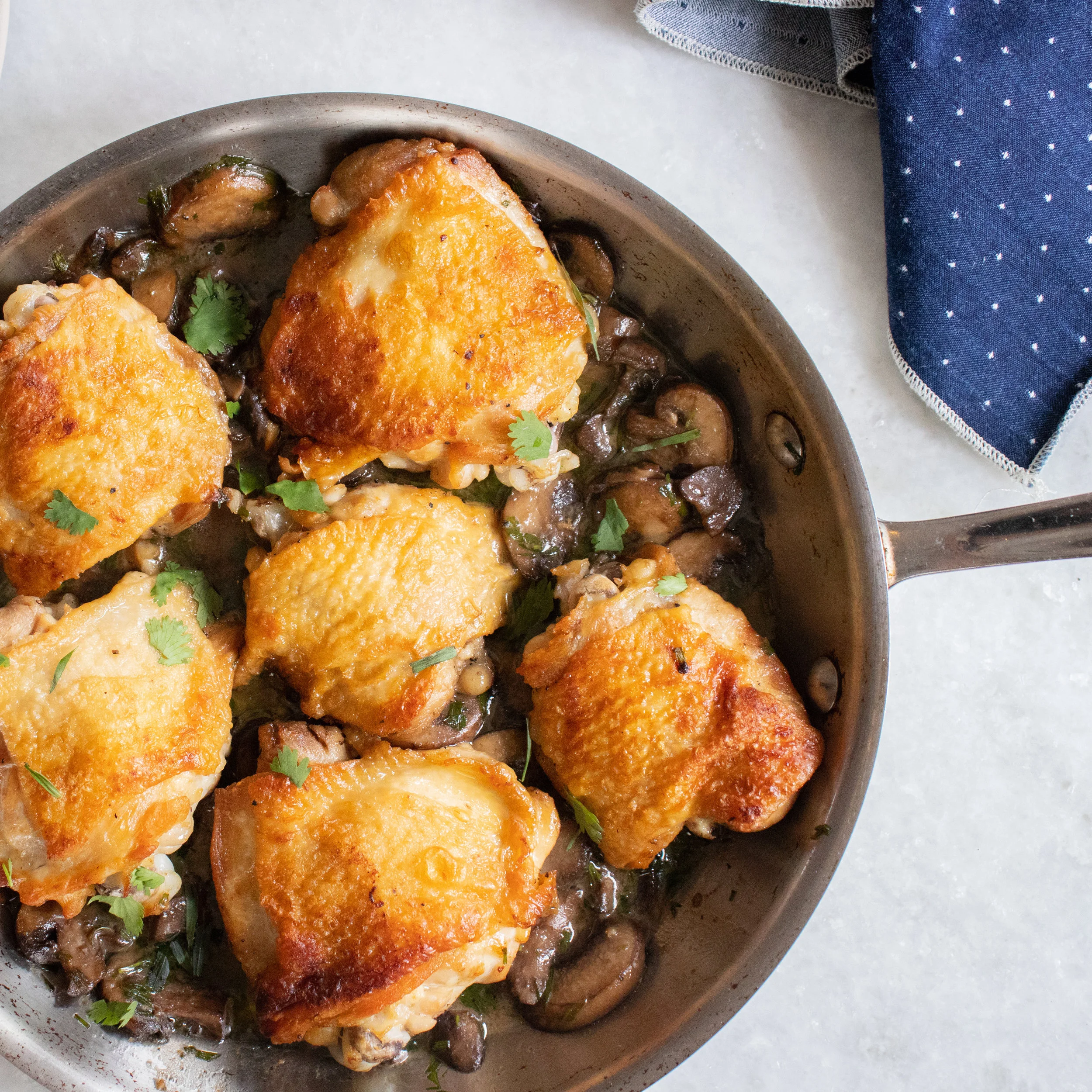 Pan Roasted Chicken & Mushrooms in Tarragon Coconut Cream Sauce