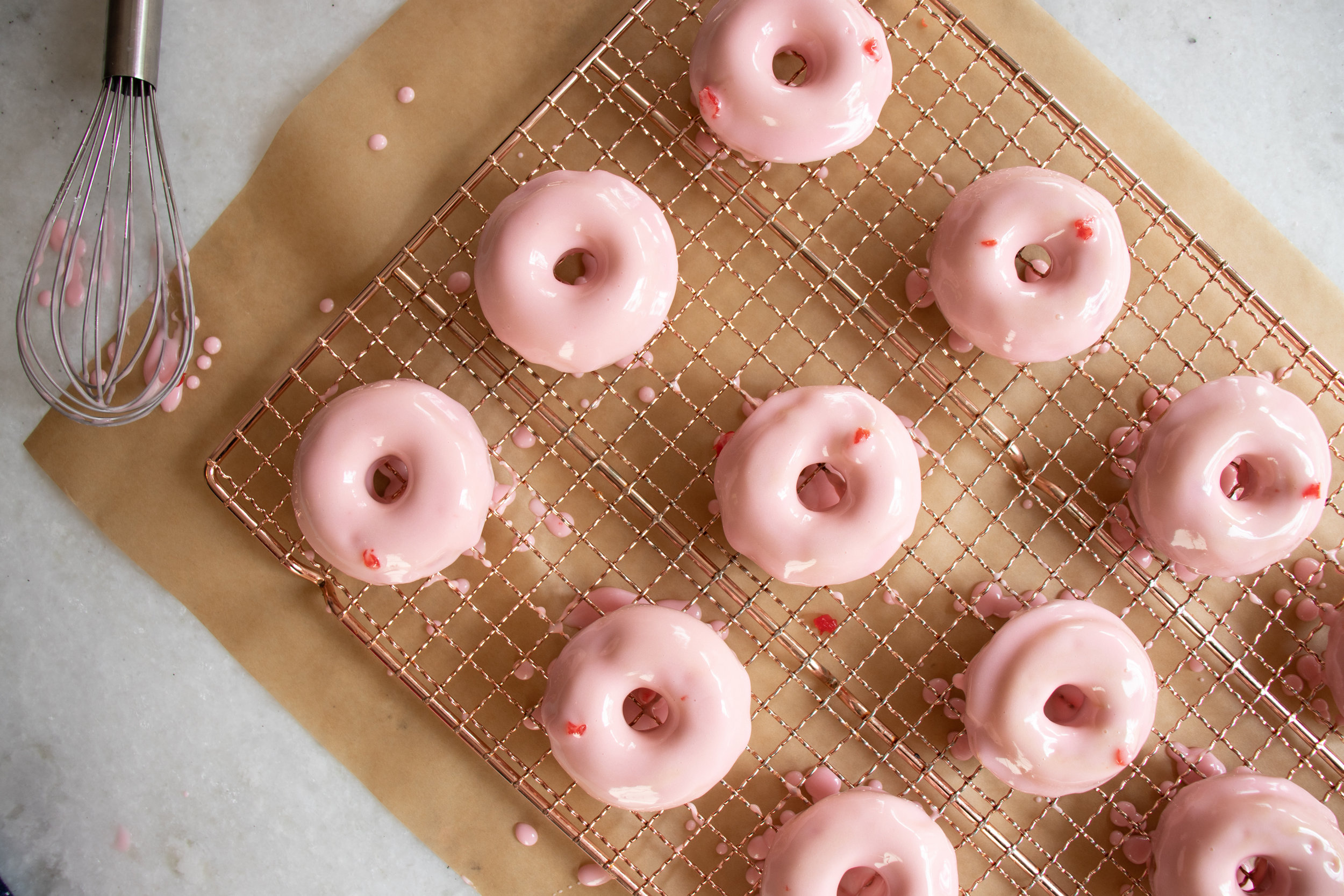Cherry Donuts with Amaretto Cherry Glaze