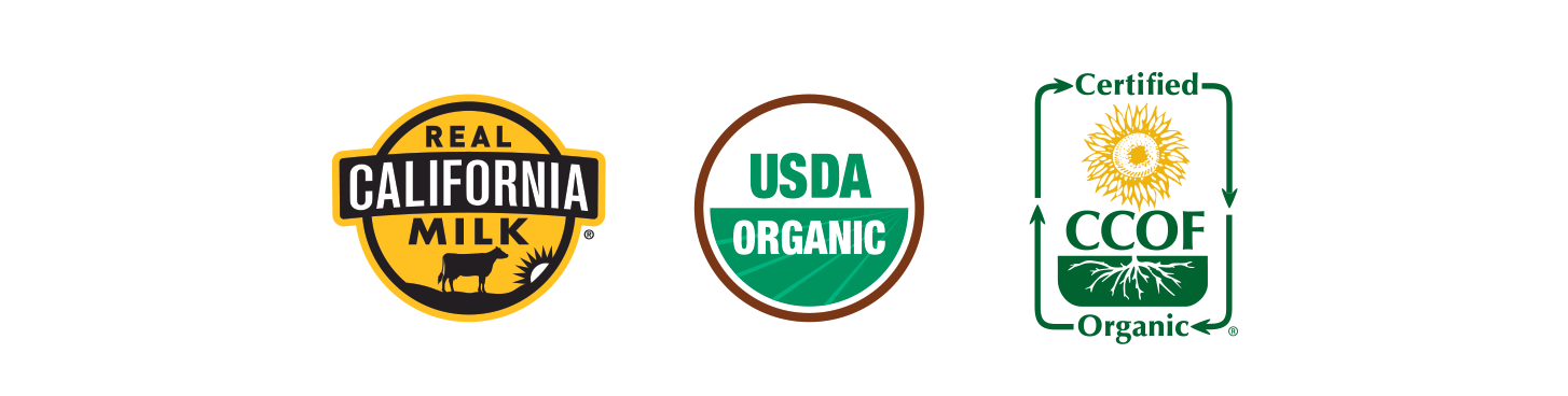 Real California Milk, USDA ORGANIC, Kosher-certified, CCOF ORGANIC