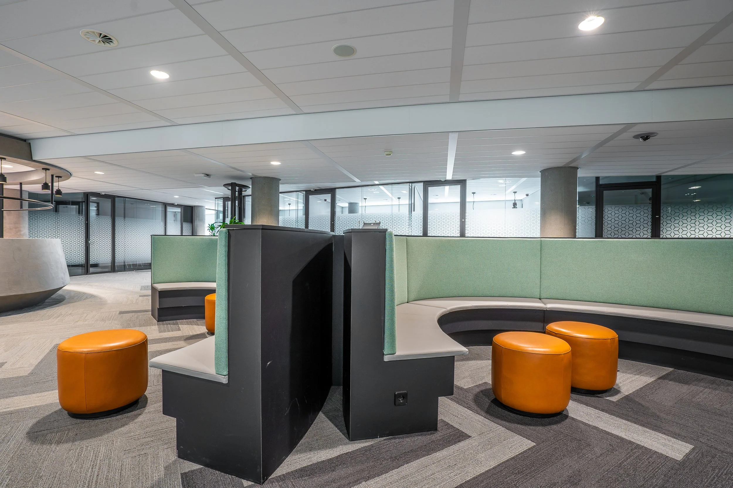 Modern office seating pod area