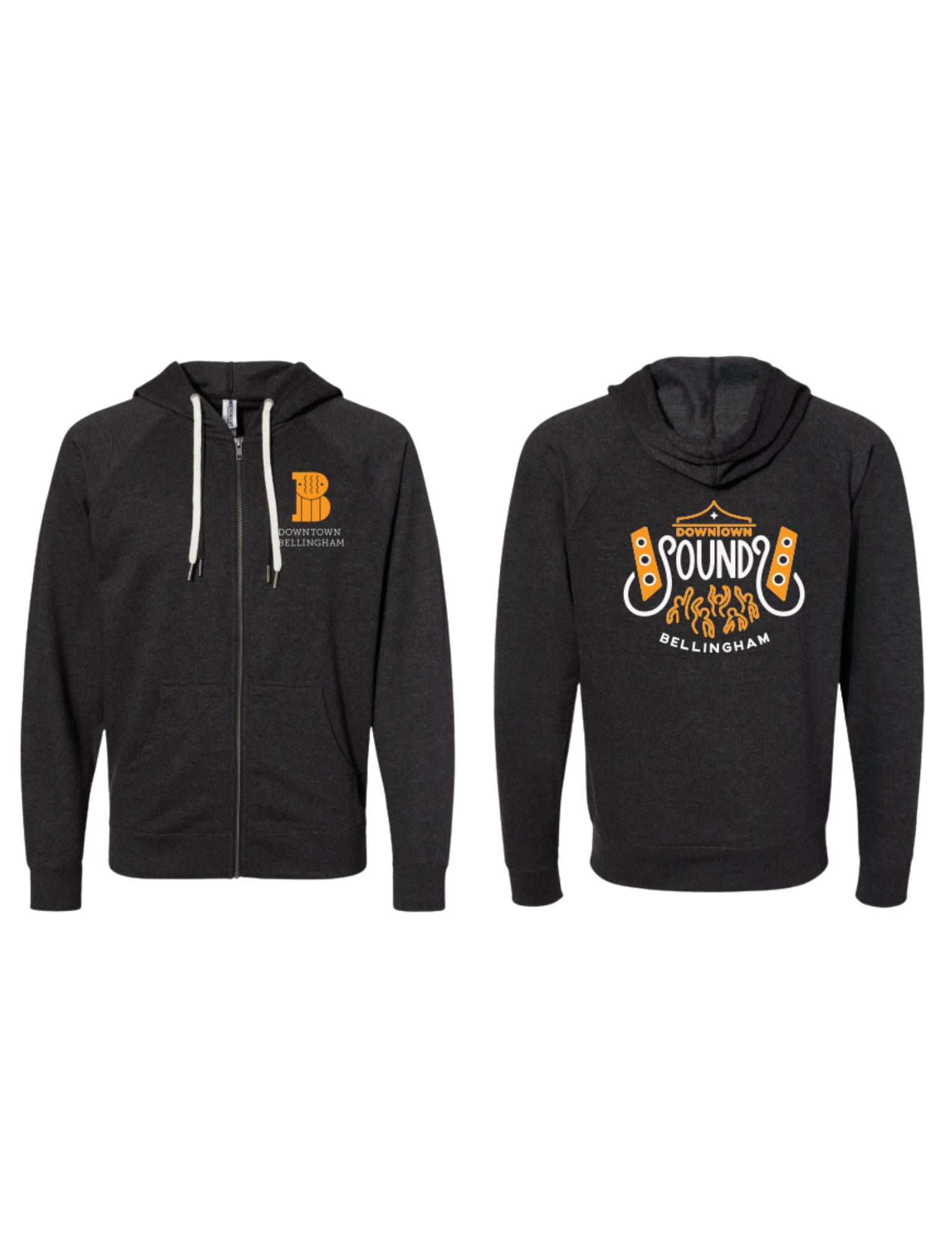 Downtown Sounds Terry ZipUp Hoodie — Downtown Bellingham
