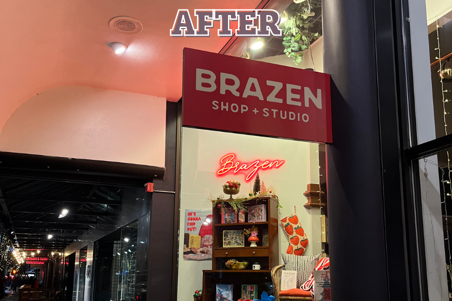 Brazen Shop + Studio after sign installation