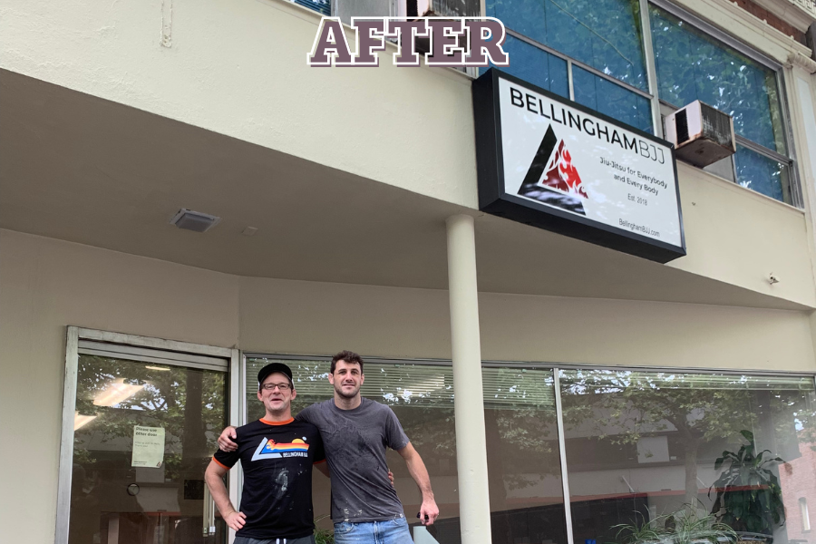 Bellingham BJJ team after sign installation