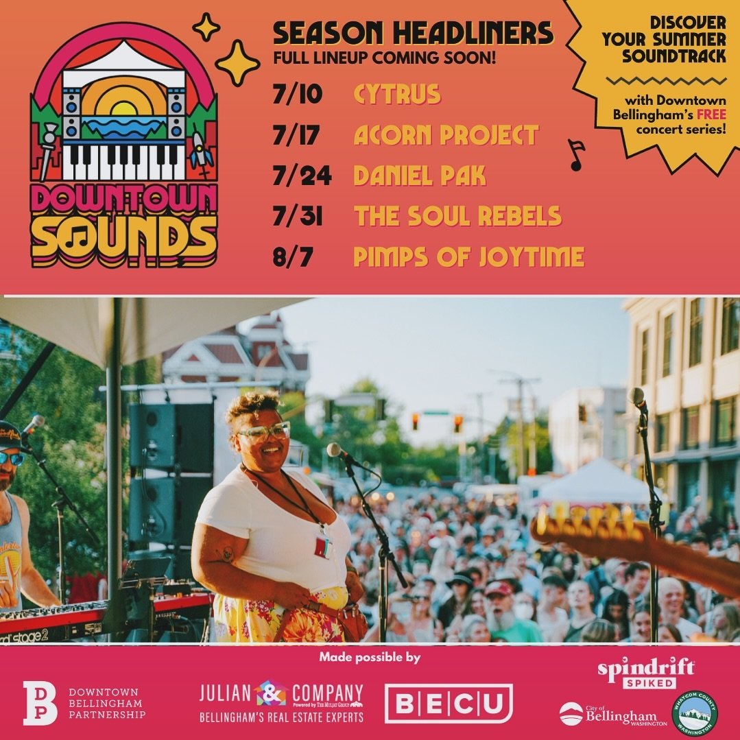 Announcing the headliners for the 20th anniversary of Downtown Sounds!

🎶 7/10 Cytrus
🍻 7/17 Acorn Project 
☀️ 7/24 Daniel Pak
🎵 7/31 The Soul Rebels
🎉 8/7 Pimps of Joytime

In 6 short weeks the heart of Downtown&rsquo;s Arts District will be tra