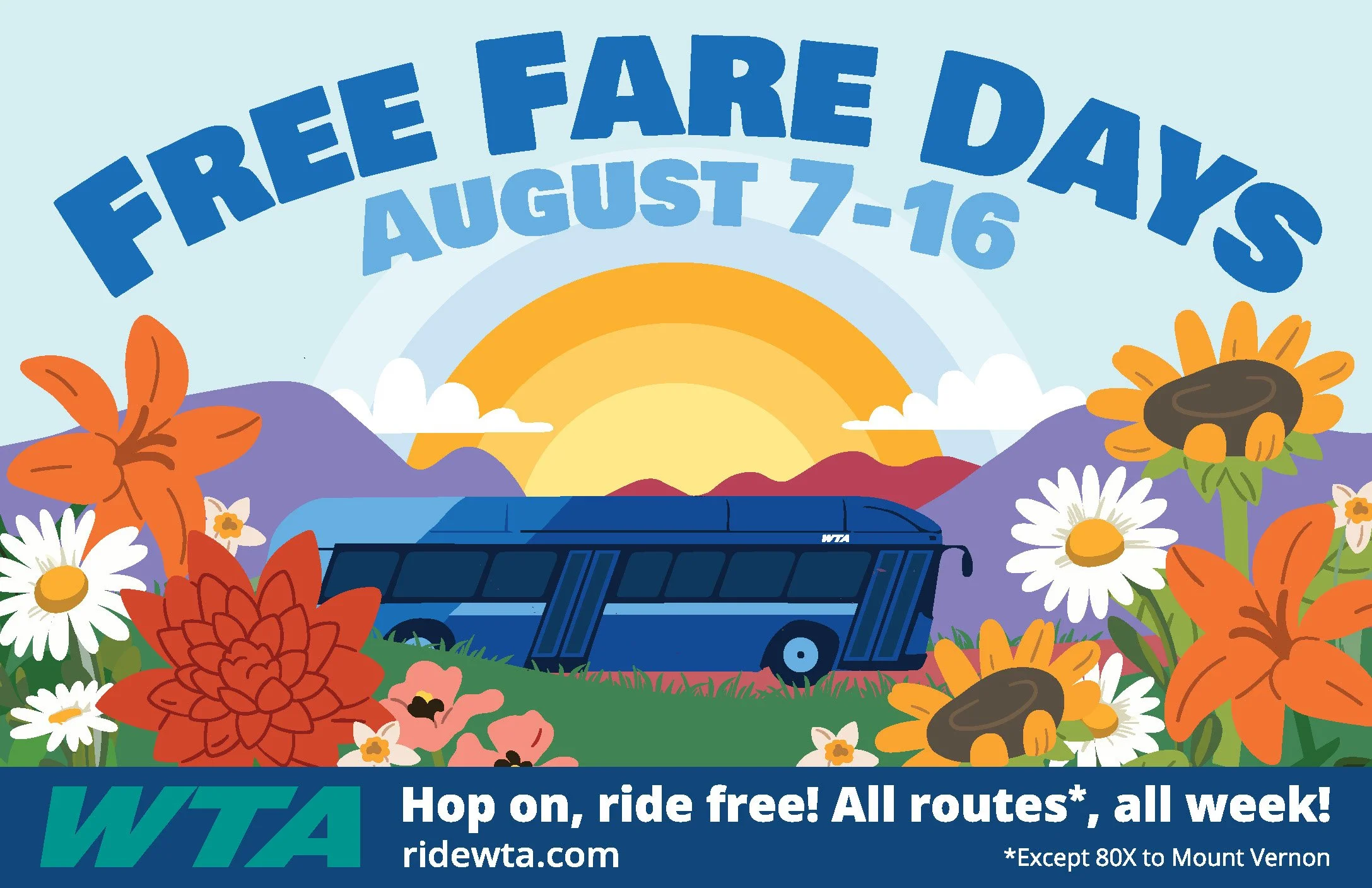 WTA Free Fare Days Return August 7 through 16