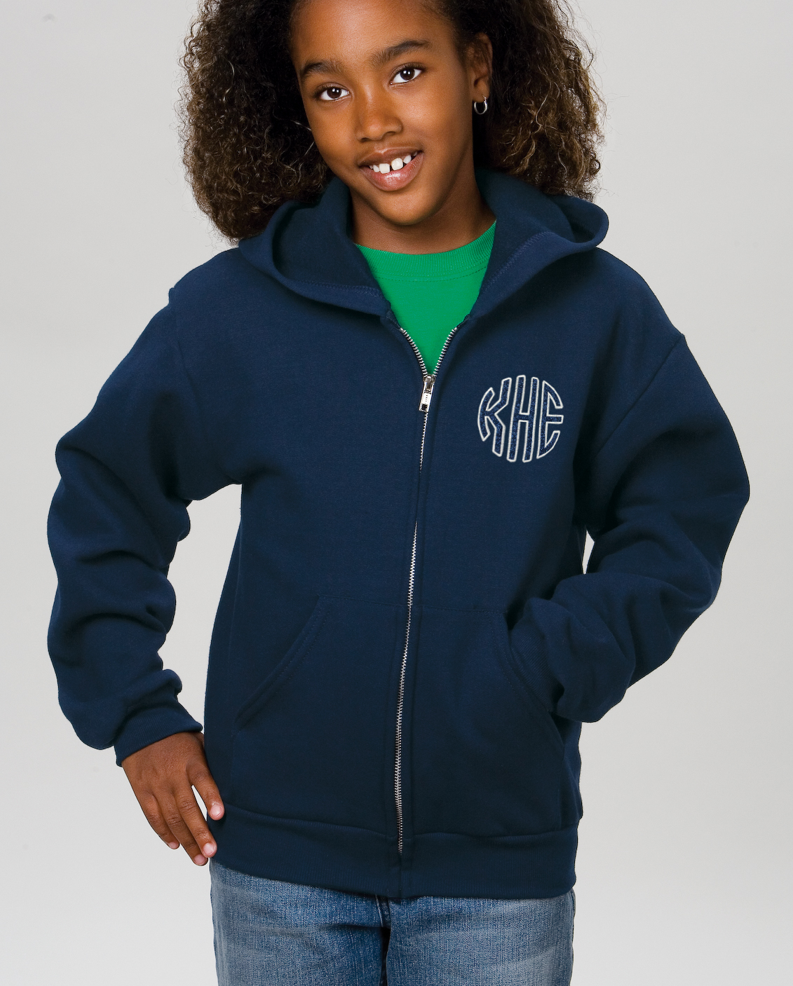 Monogrammed Fleece Jacket for Girls {Navy}