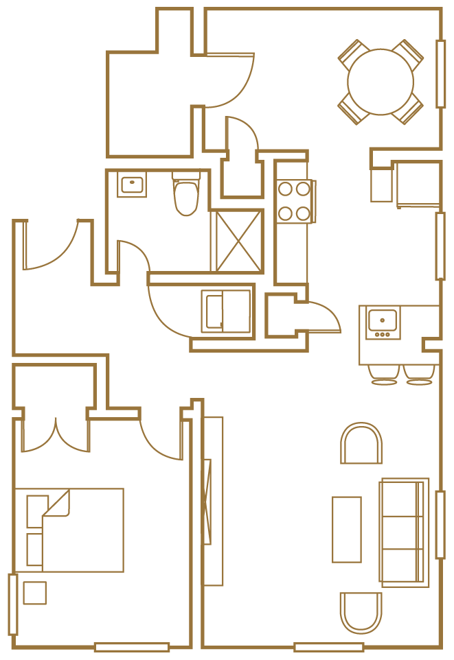 one bedroom one den floor plan