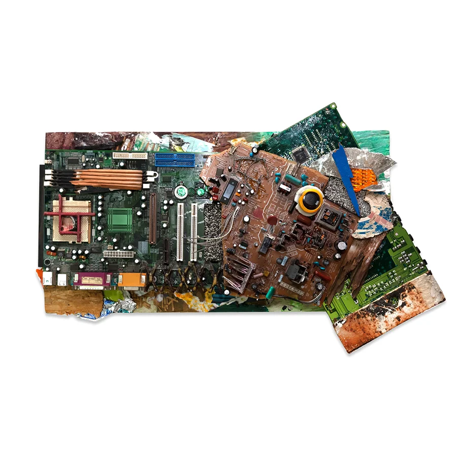 COMPUTERIZED 2014 Found objects/mixed media collage 15 x 24 in