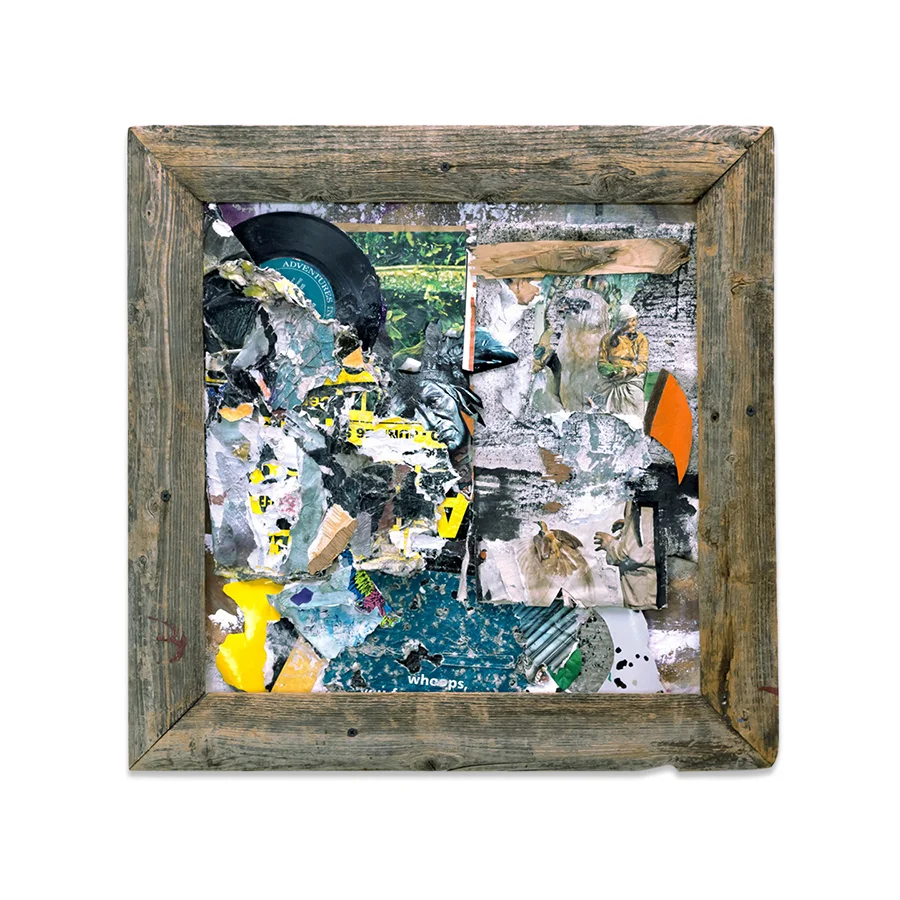 NATIVE LAND 2014 Found objects/mixed media collage 23 x 23 in