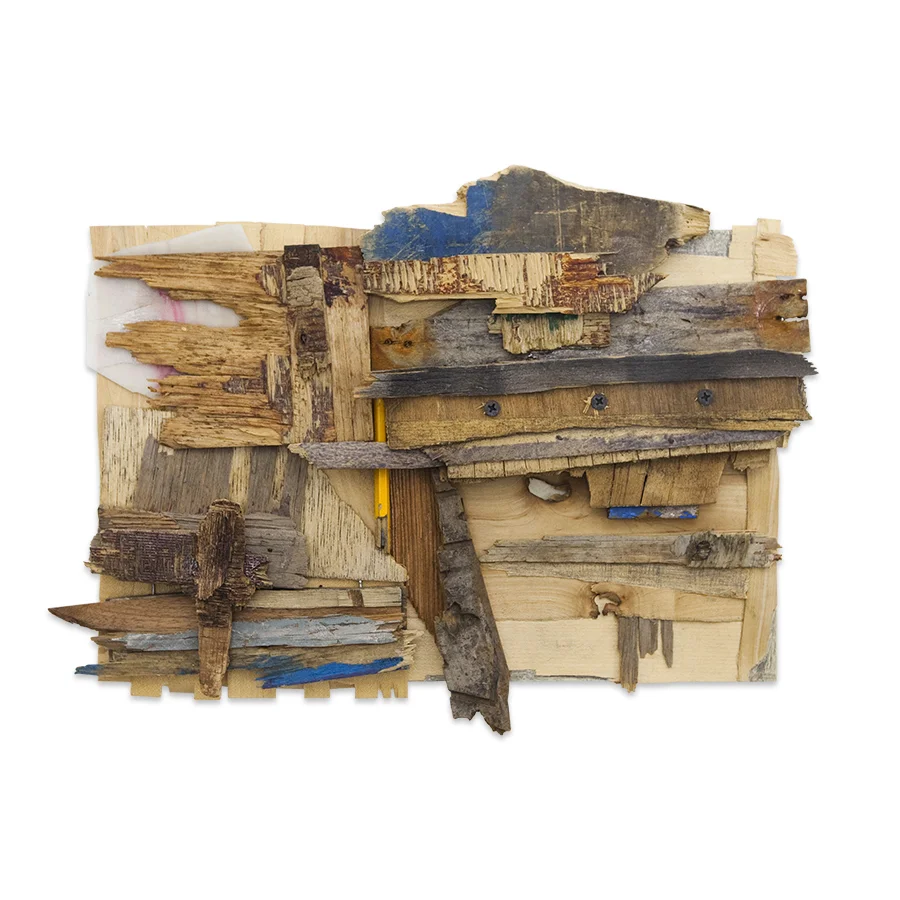 WOODWORK 2 2013 found wood, graphite and plastic 13 x 16 in