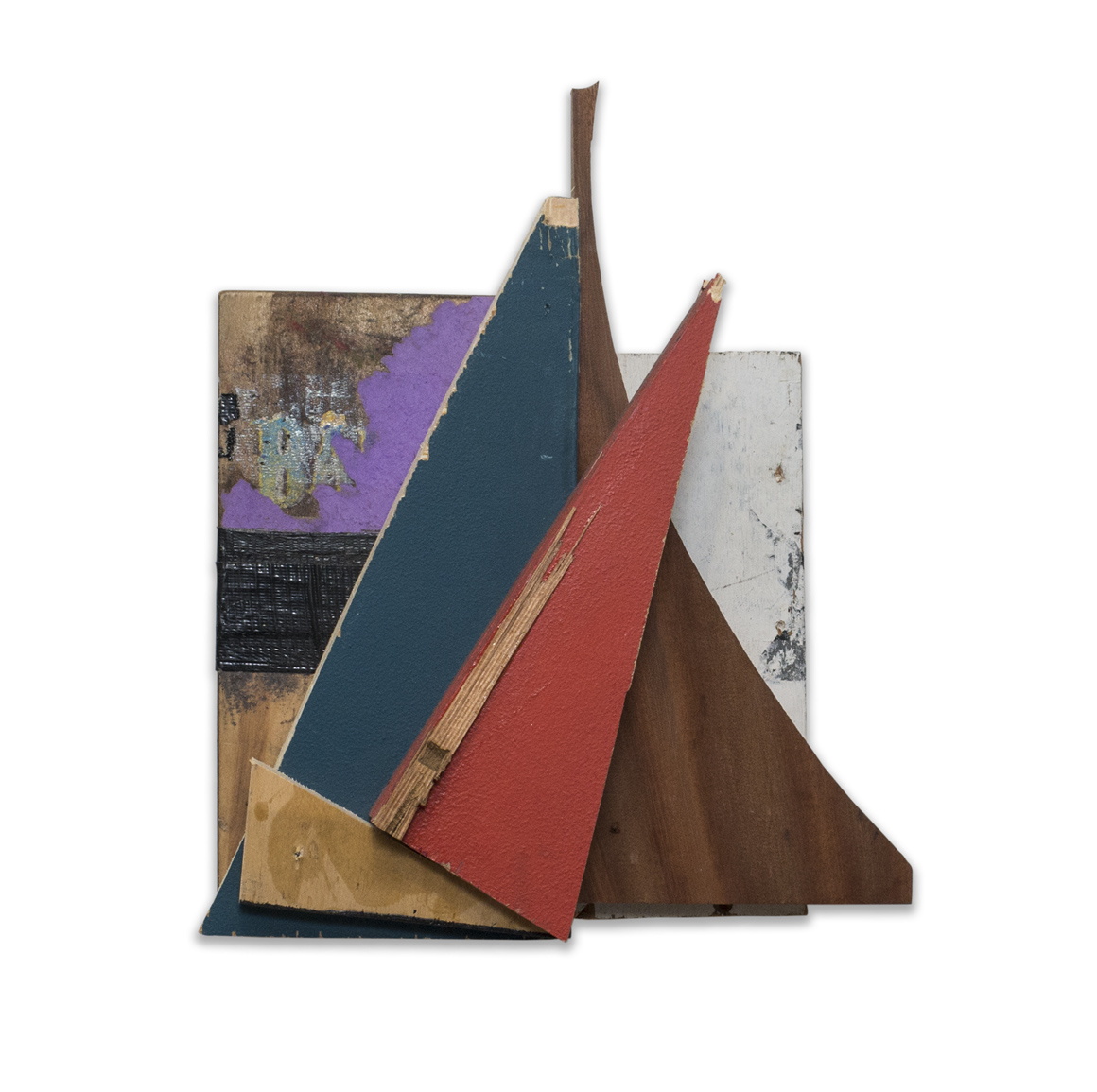  3 ANGLES 2015 found wood and mixed media 15 x 4.5 x 12.5 in 