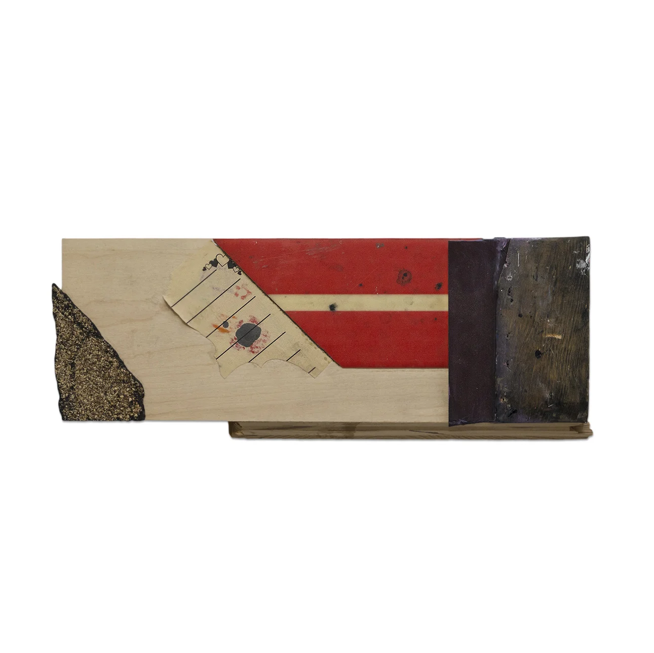 SPATIALLY CONCERNED 2016 found wood, retired squeegee and mixed media 6.25 x 2.5 x 16 in