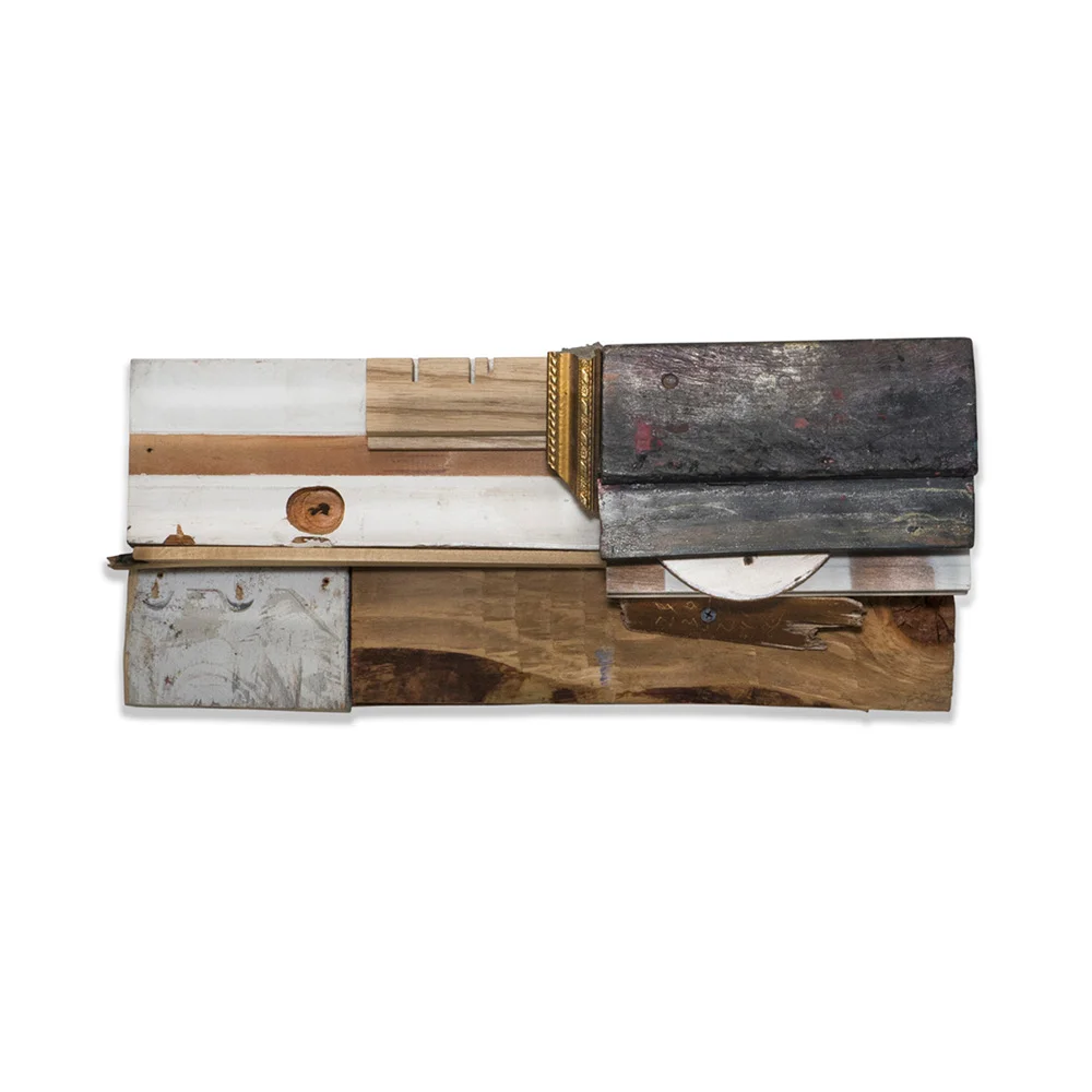 SQUEEGEED 2015 found wood and mixed media 7.5 x 5 x 18.5 in