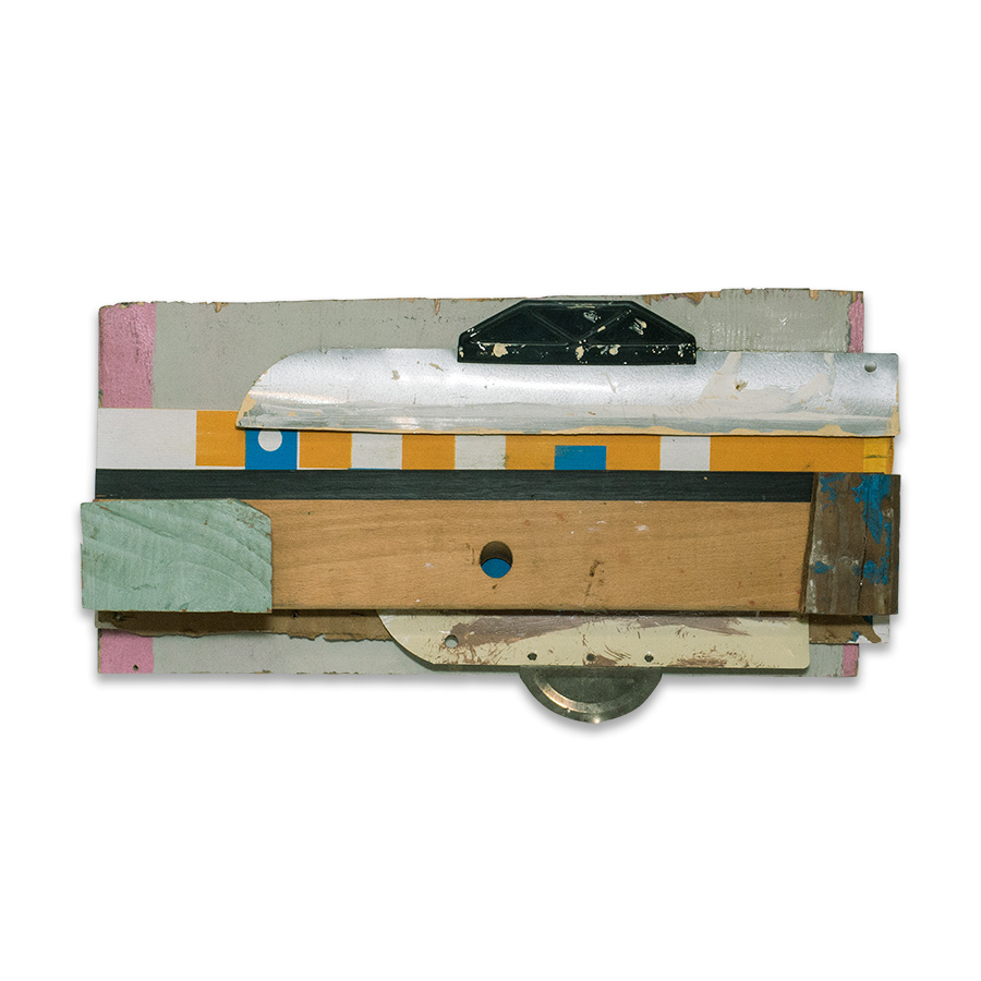  2015 found wood and mixed media 9.5 x 3.5 x 18 in 
