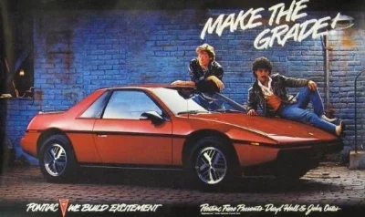 1984 Pontiac Fiero - ThE Fiero represented simultaniously all that was right and all that was wrong with General Motors. It was a technically advanced and innovatively designed modern sports car. But the suits on the 14th Floor mandated it to be built and marketed as a 92HP economy RUNABOUT. By the time the Fiero finally got the engine and suspension to fulfull its sporting promise, the bean-counters WENT AND killed it. BANKRUPTcy waS to good for the bastards. (Pontiac ad circa 1984)