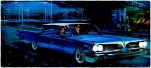 as much as wide tracks or split grills, Art Fitspatrick's ADVERTISING artwork helped to mold Pontiac's image as a style leader ( www.Fitz-Art.com )